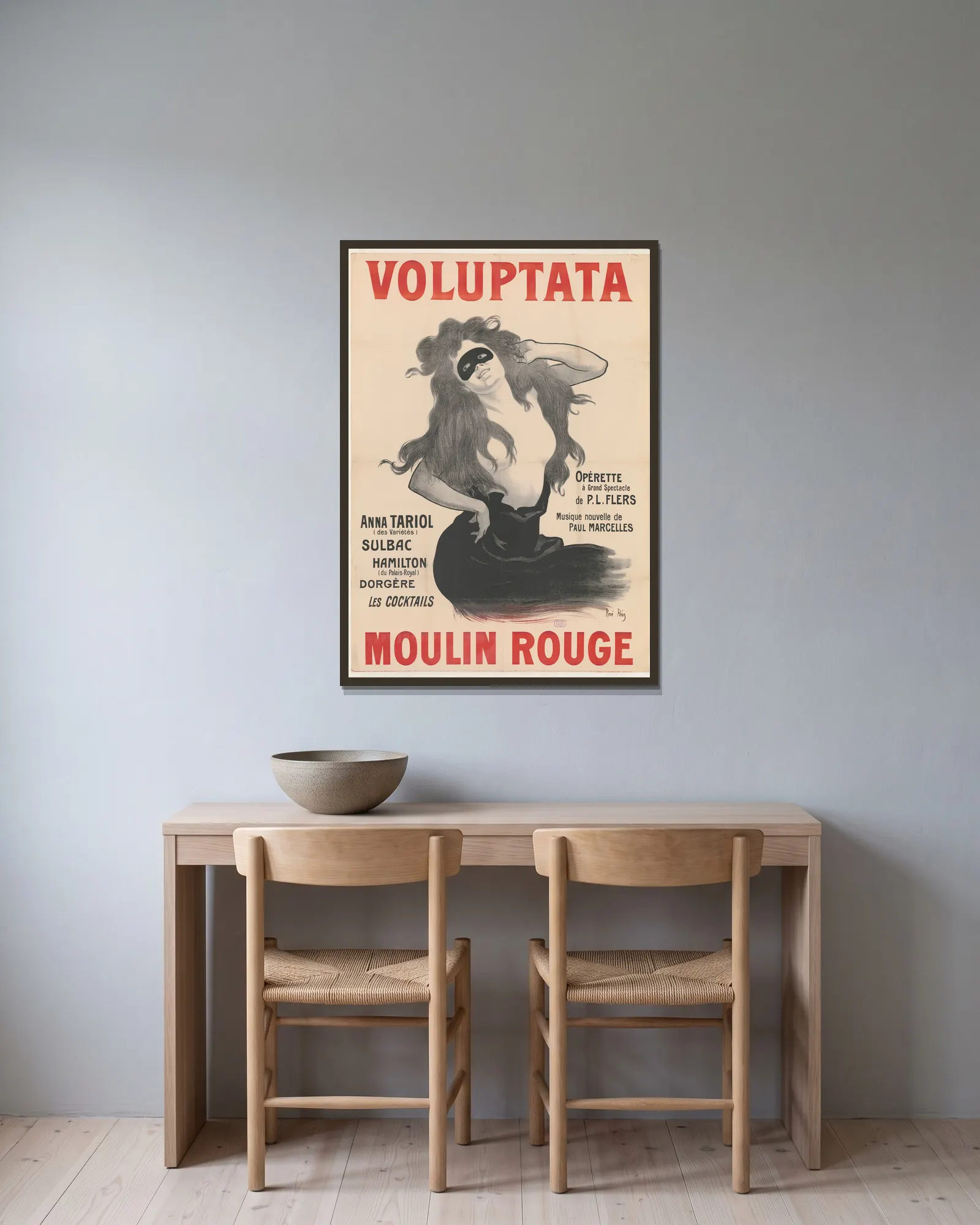 Voluptata av René Péan inramad på en vägg