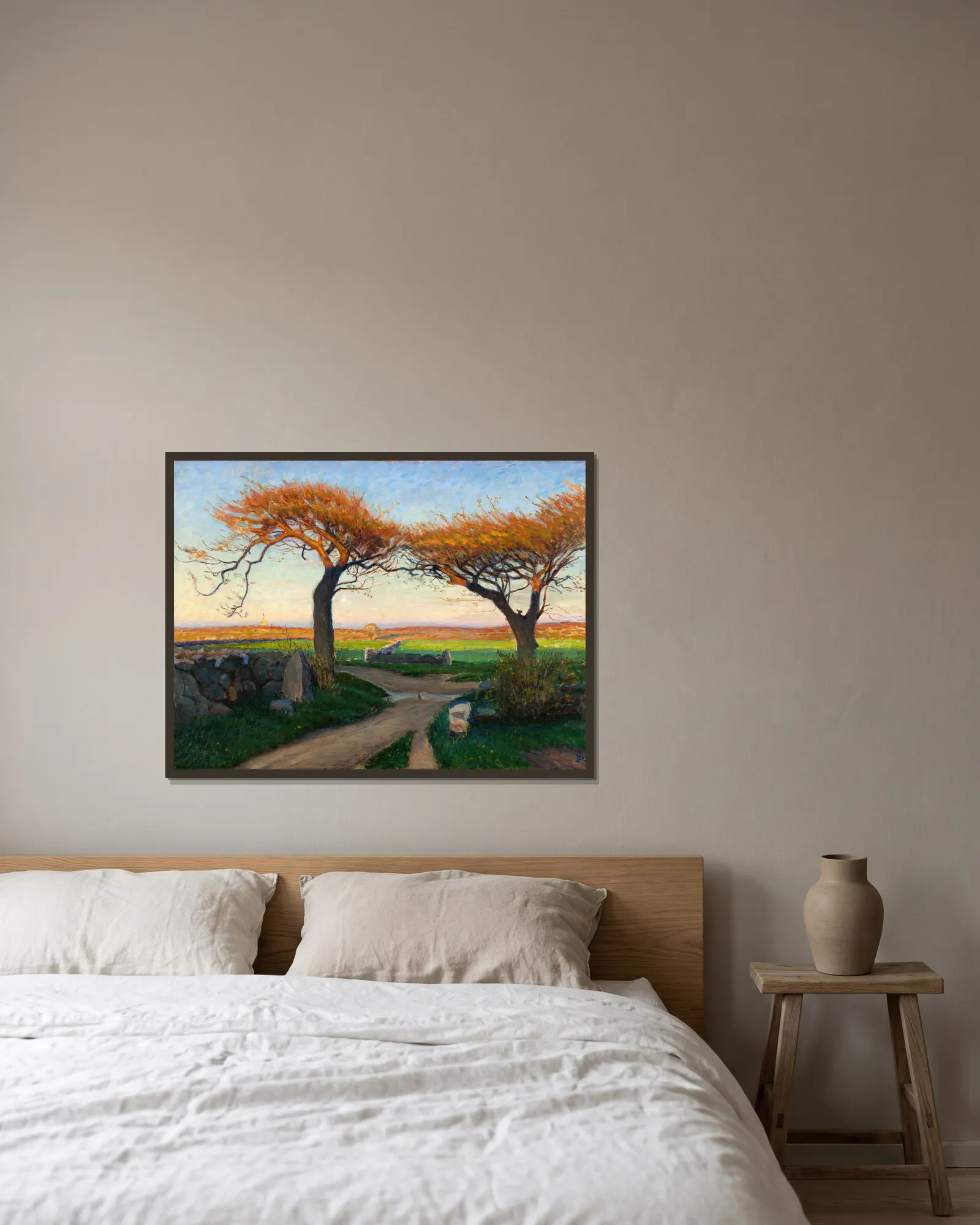Landscape from Halland av Richard Bergh inramad på en vägg
