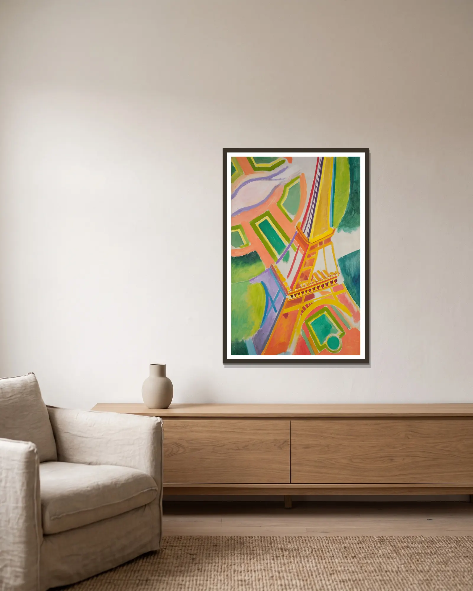 Eiffel Tower av Robert Delaunay inramad på en vägg