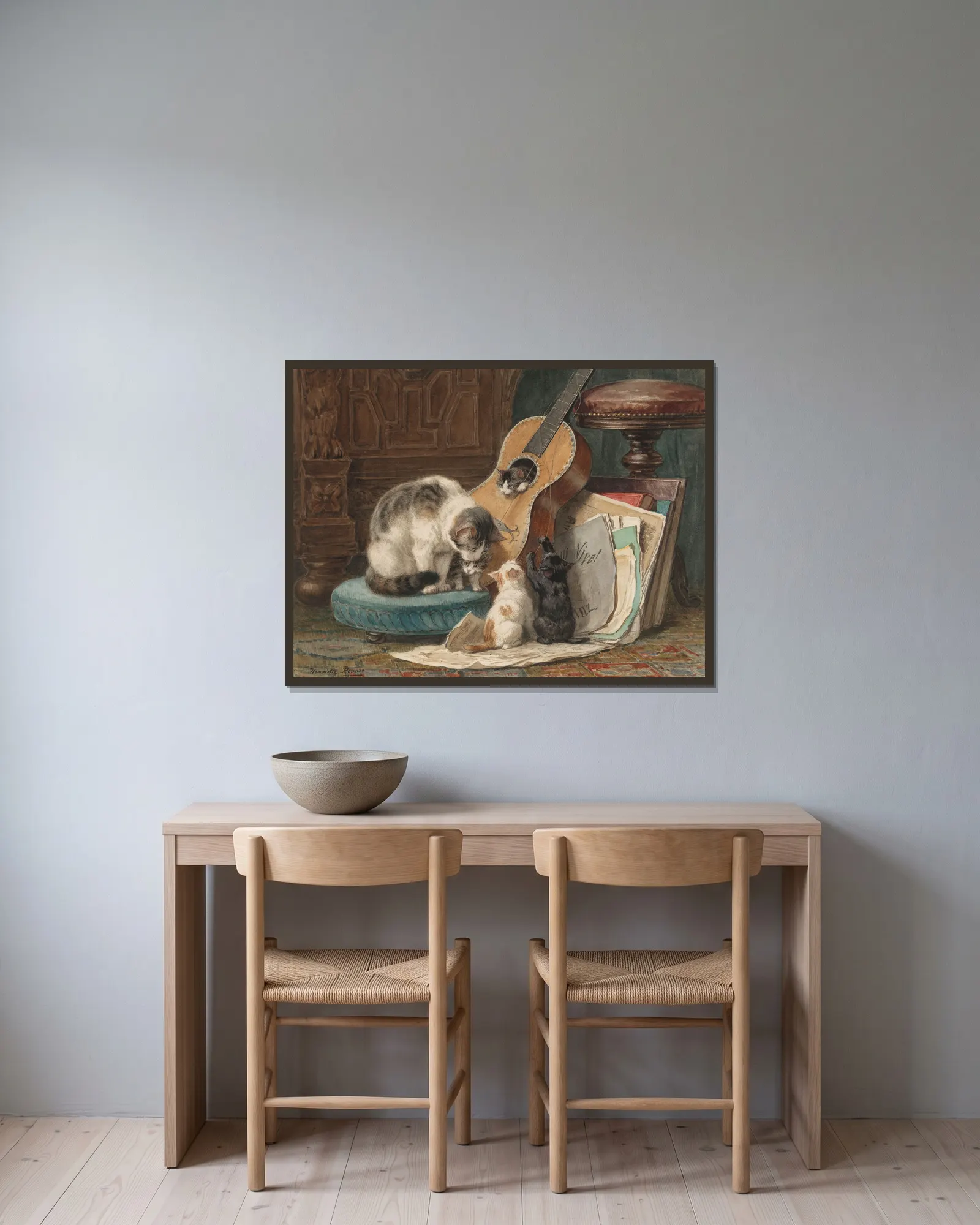The Musicians av Henriëtte Ronner-Knip inramad på en vägg