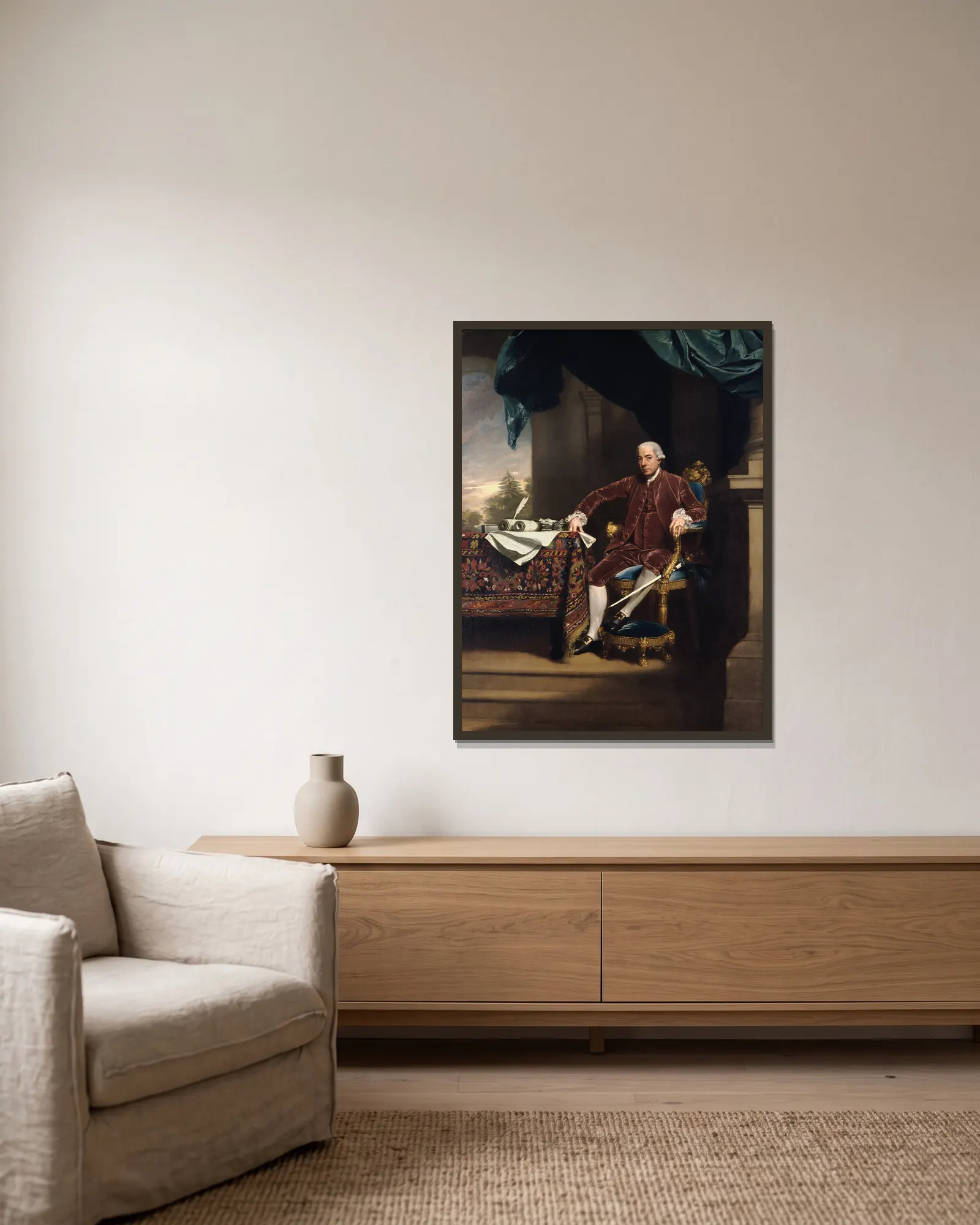 Henry Laurens av John Singleton Copley inramad på en vägg