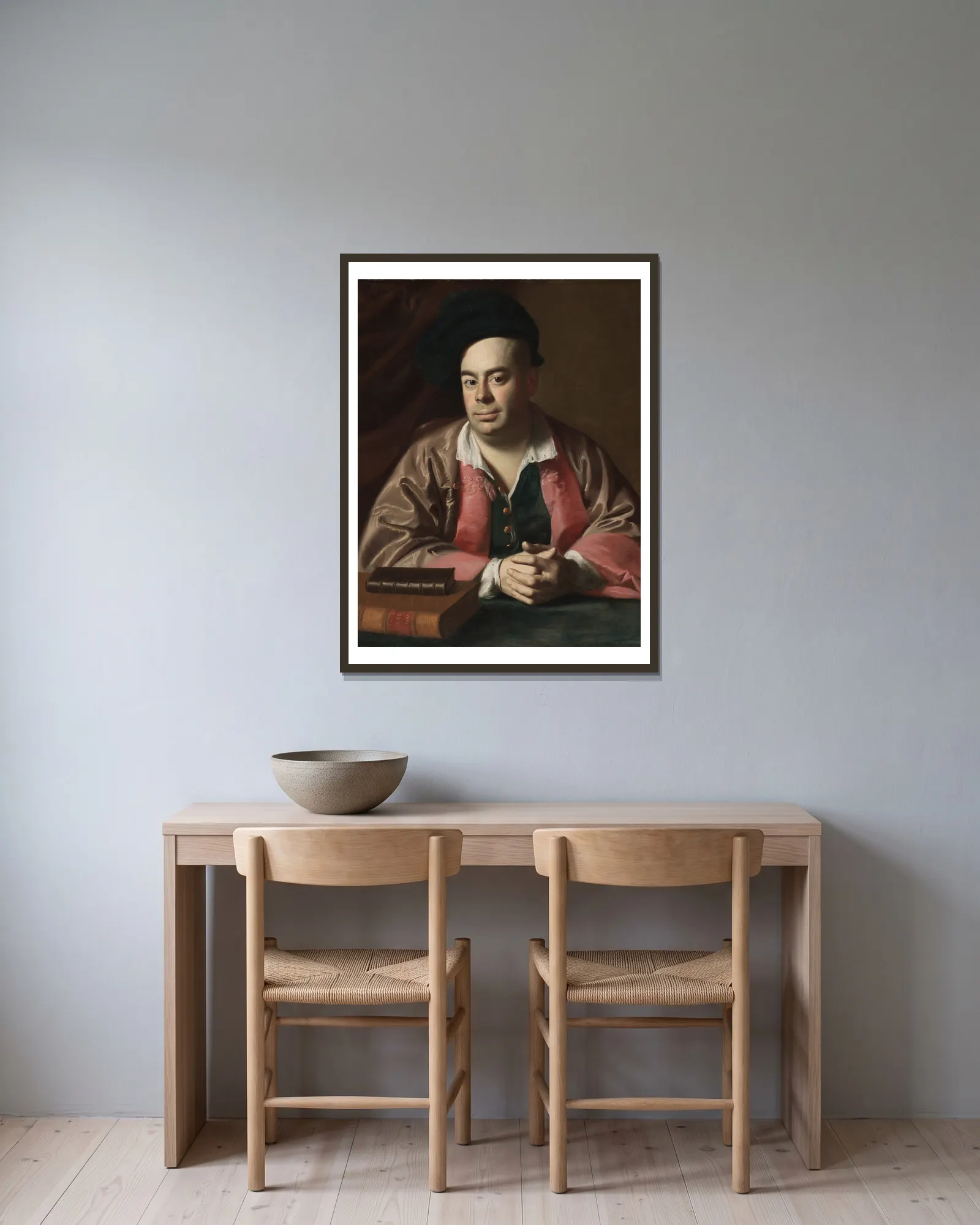 Nathaniel Hurd av John Singleton Copley inramad på en vägg