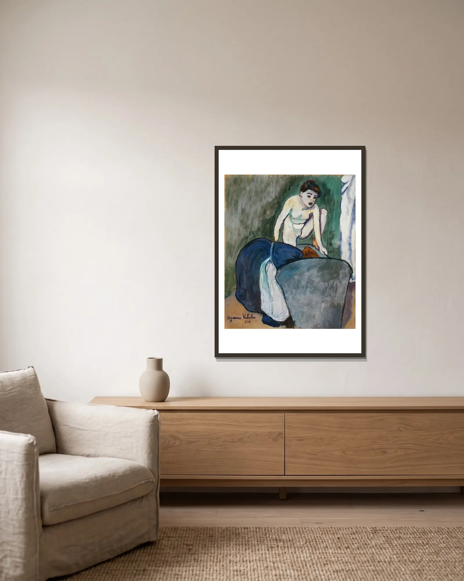 Girl av Suzanne Valadon inramad på en vägg