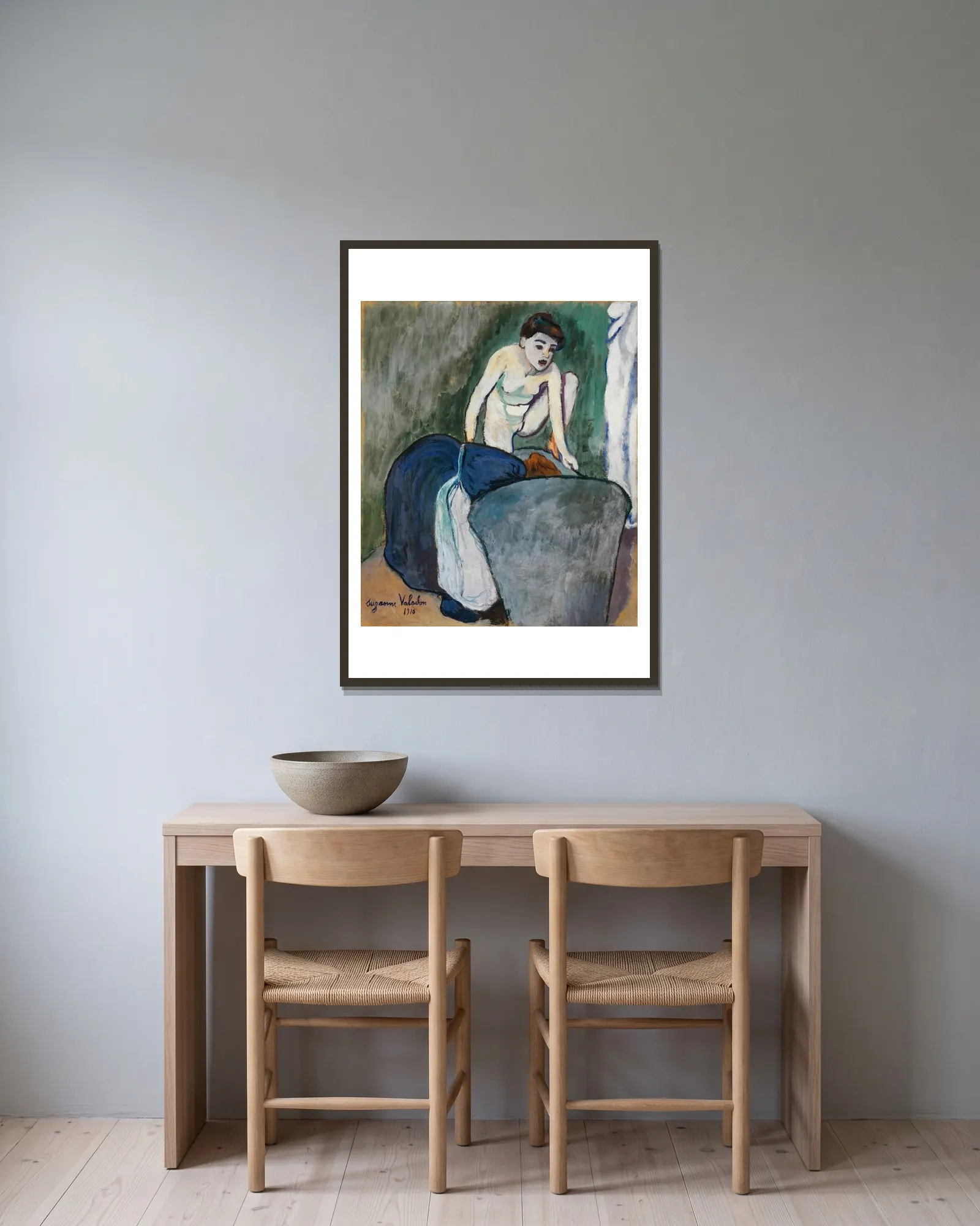 Girl av Suzanne Valadon inramad på en vägg