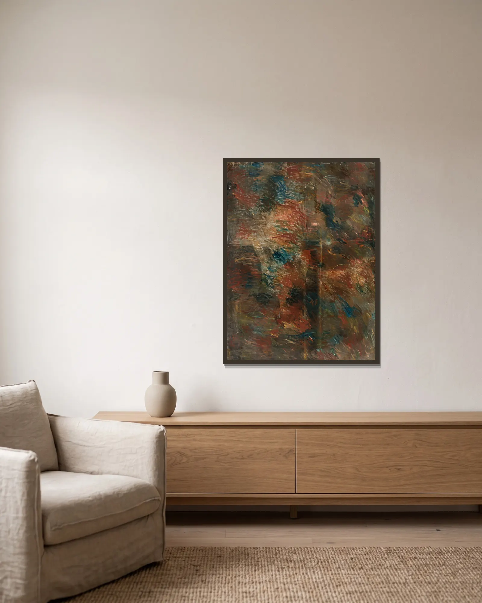 Paint test av Tadeusz Makowski inramad på en vägg