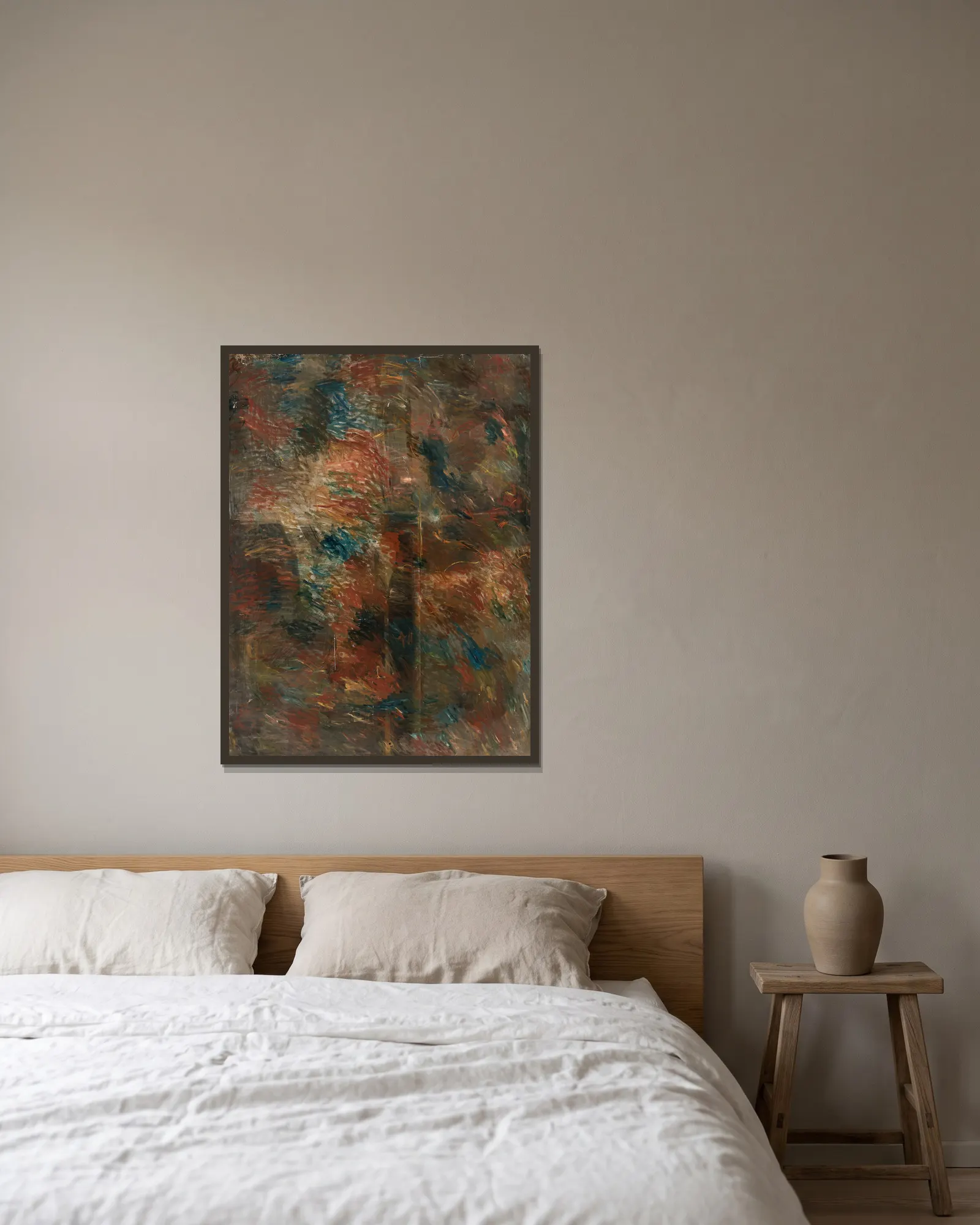 Paint test av Tadeusz Makowski inramad på en vägg