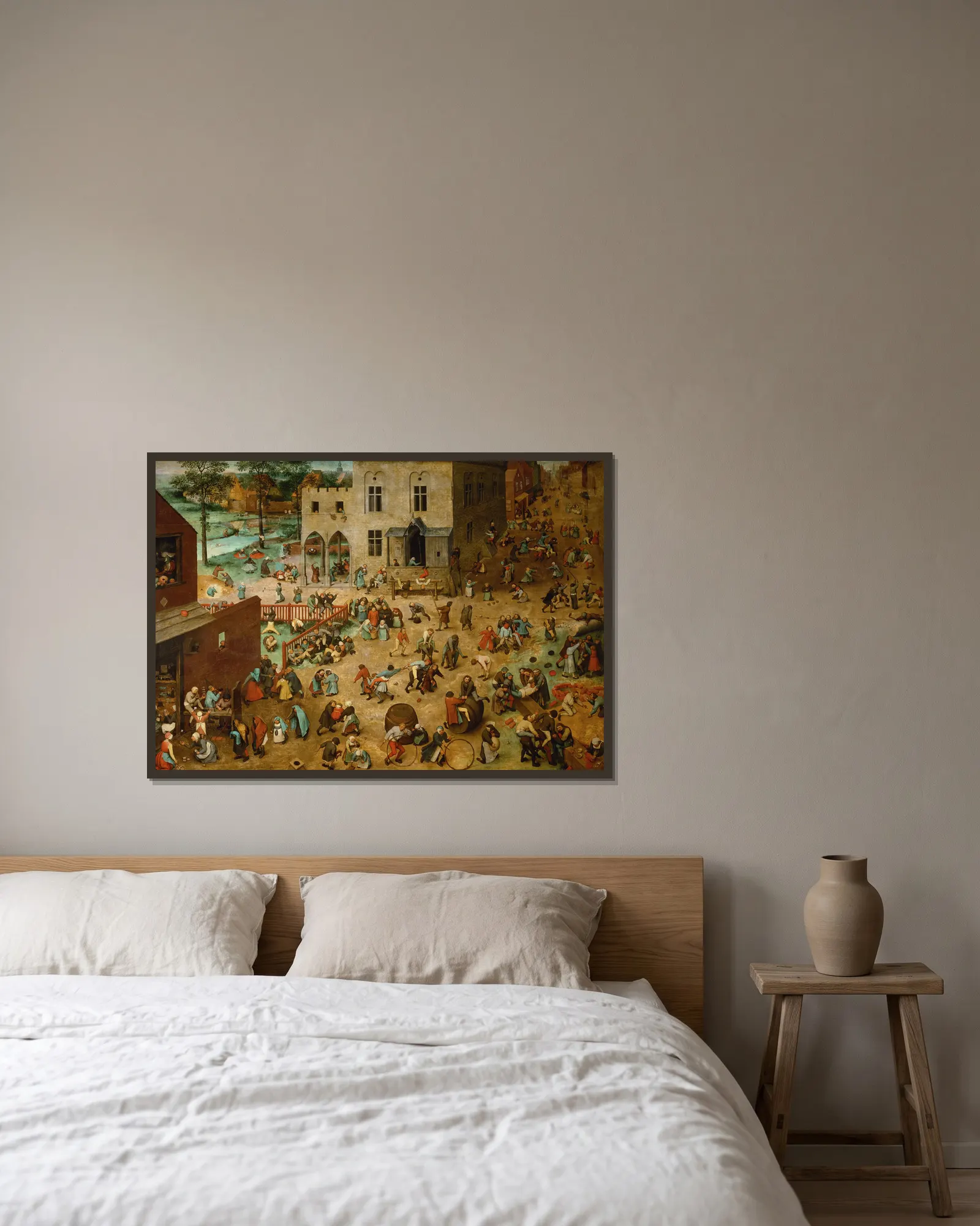 Children’s Games av Pieter Bruegel The Elder inramad på en vägg
