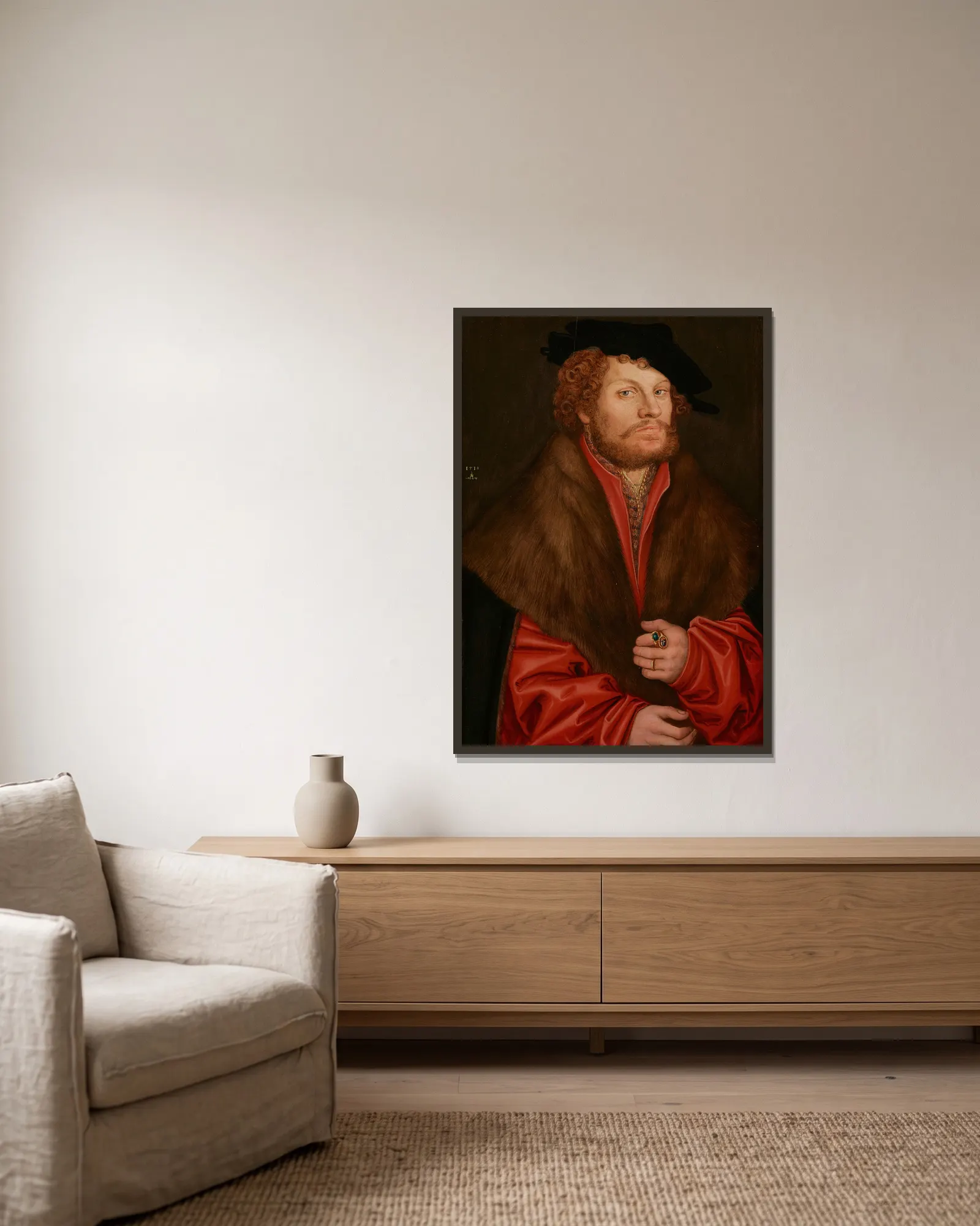 Portrait of Moritz Buchner av Lucas Cranach the Elder inramad på en vägg