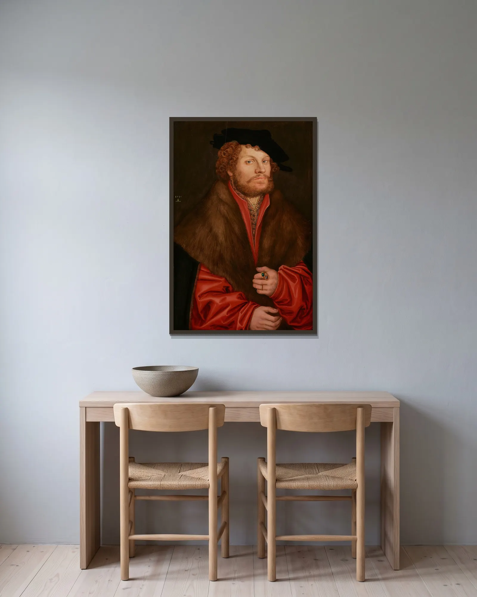 Portrait of Moritz Buchner av Lucas Cranach the Elder inramad på en vägg