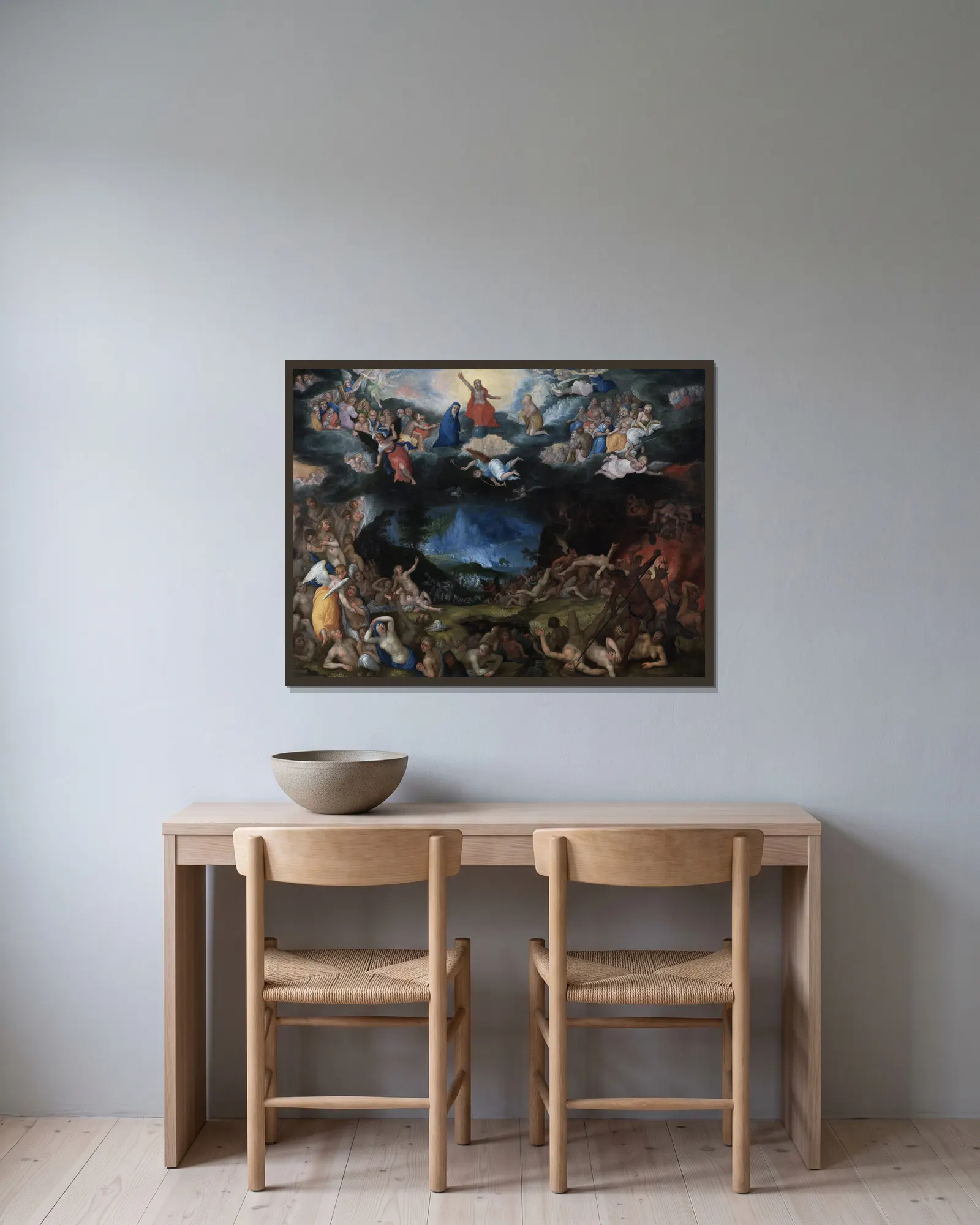 The Last Judgement av Jan Brueghel The Elder inramad på en vägg