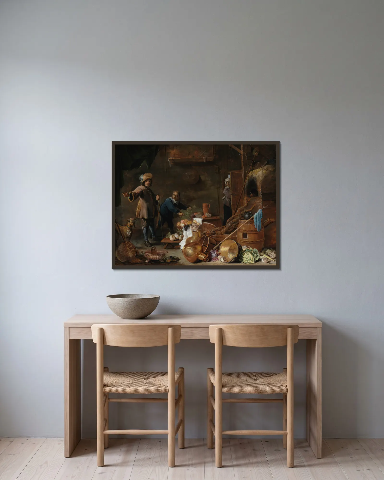 Kitchen Interior av David Teniers The Younger inramad på en vägg