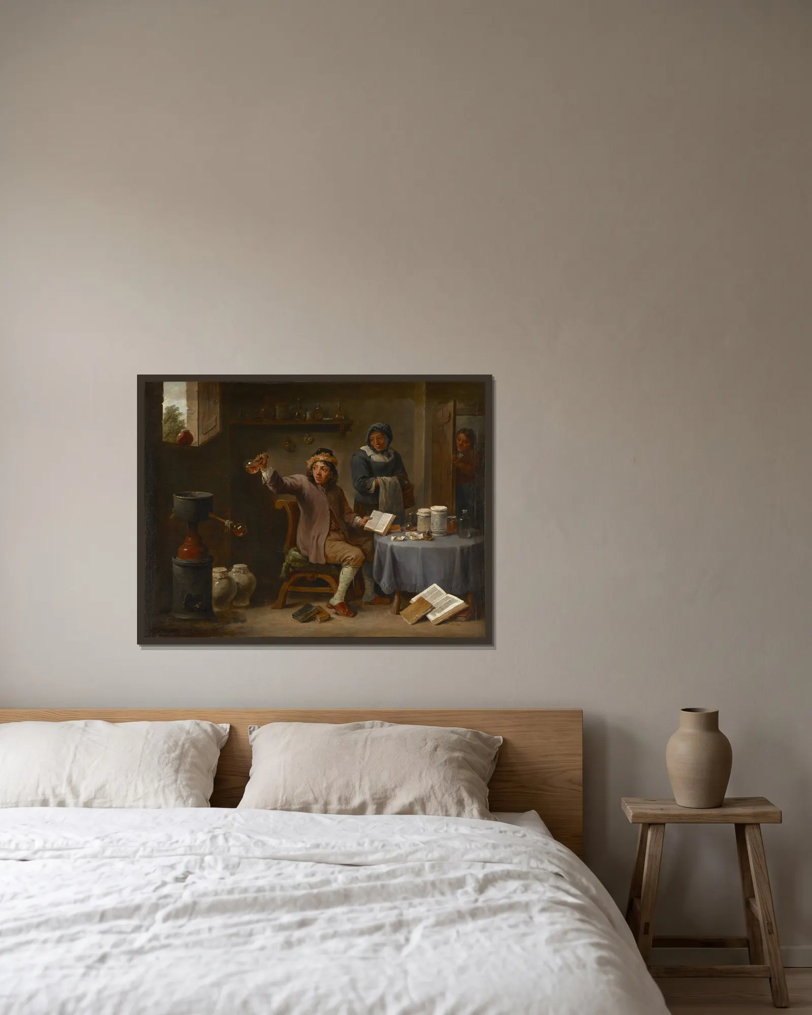 The Consultation av David Teniers The Younger inramad på en vägg