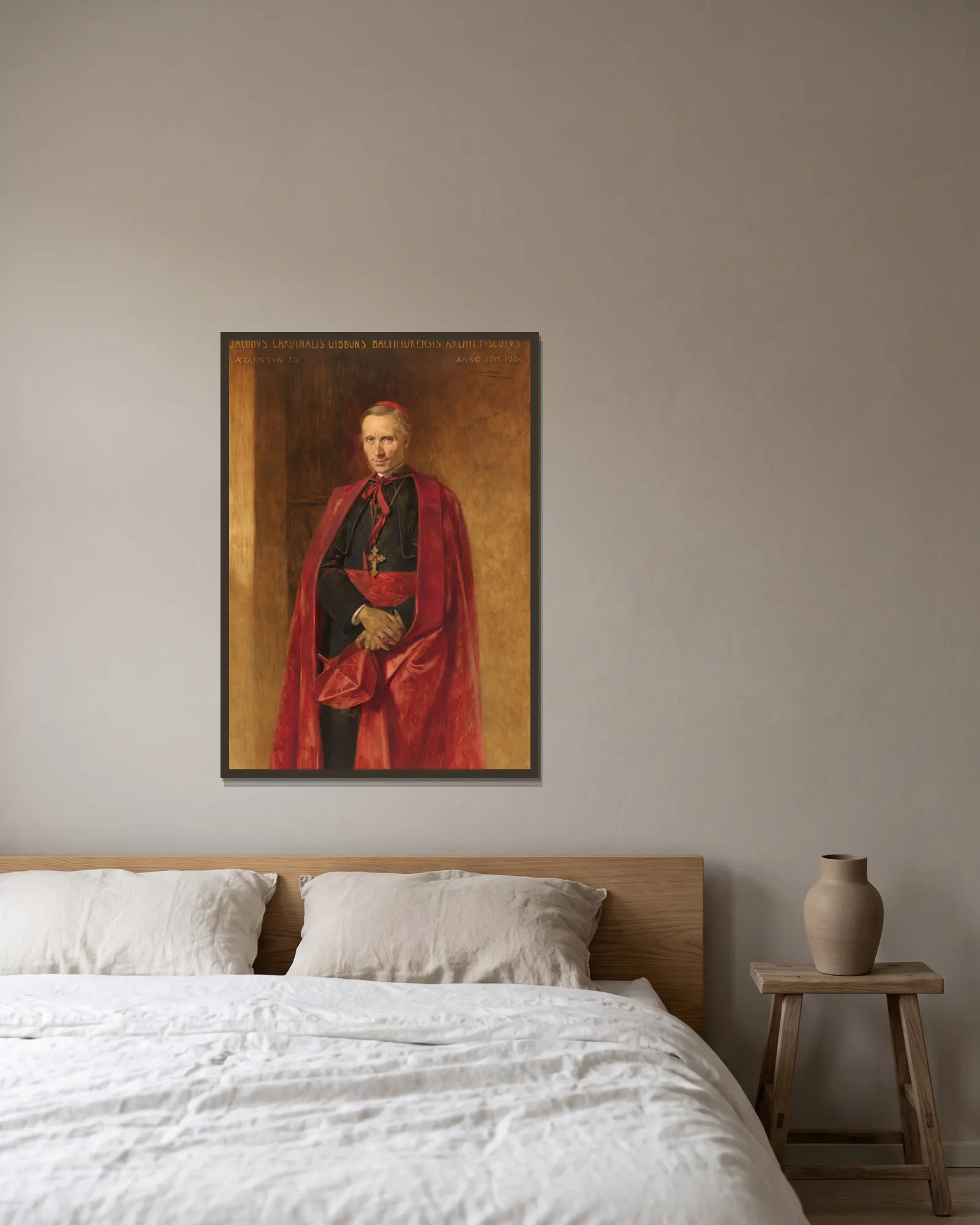 Cardinal James Gibbons av Théobald Chartran inramad på en vägg
