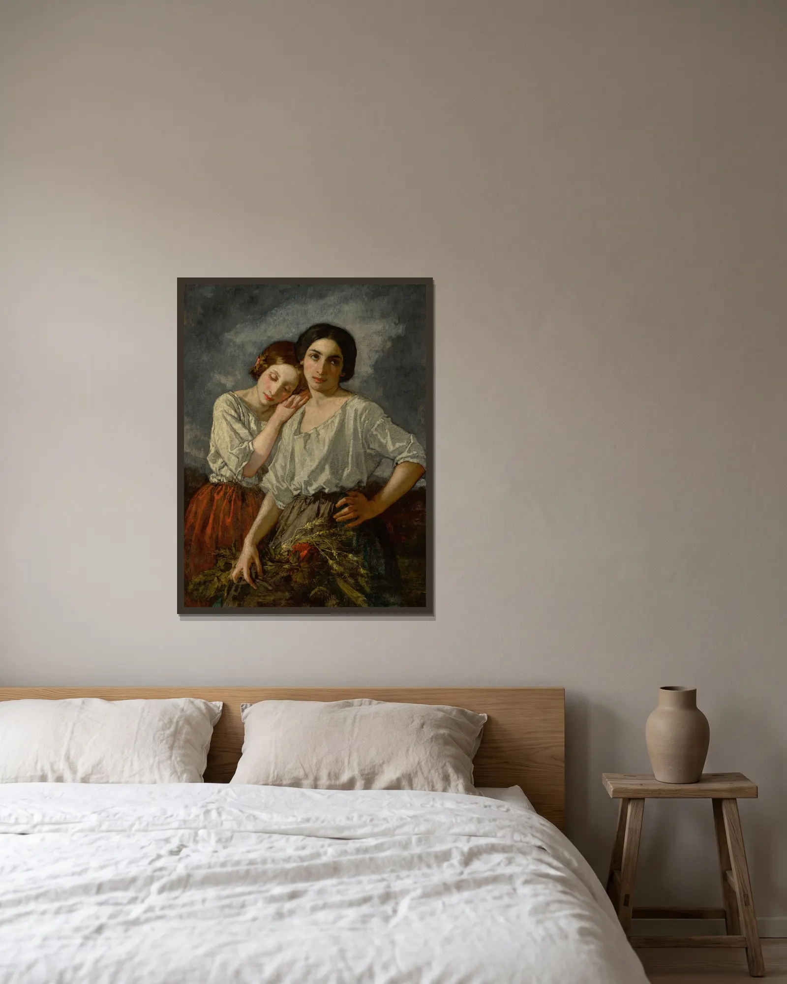 Two sisters av Thomas Couture inramad på en vägg