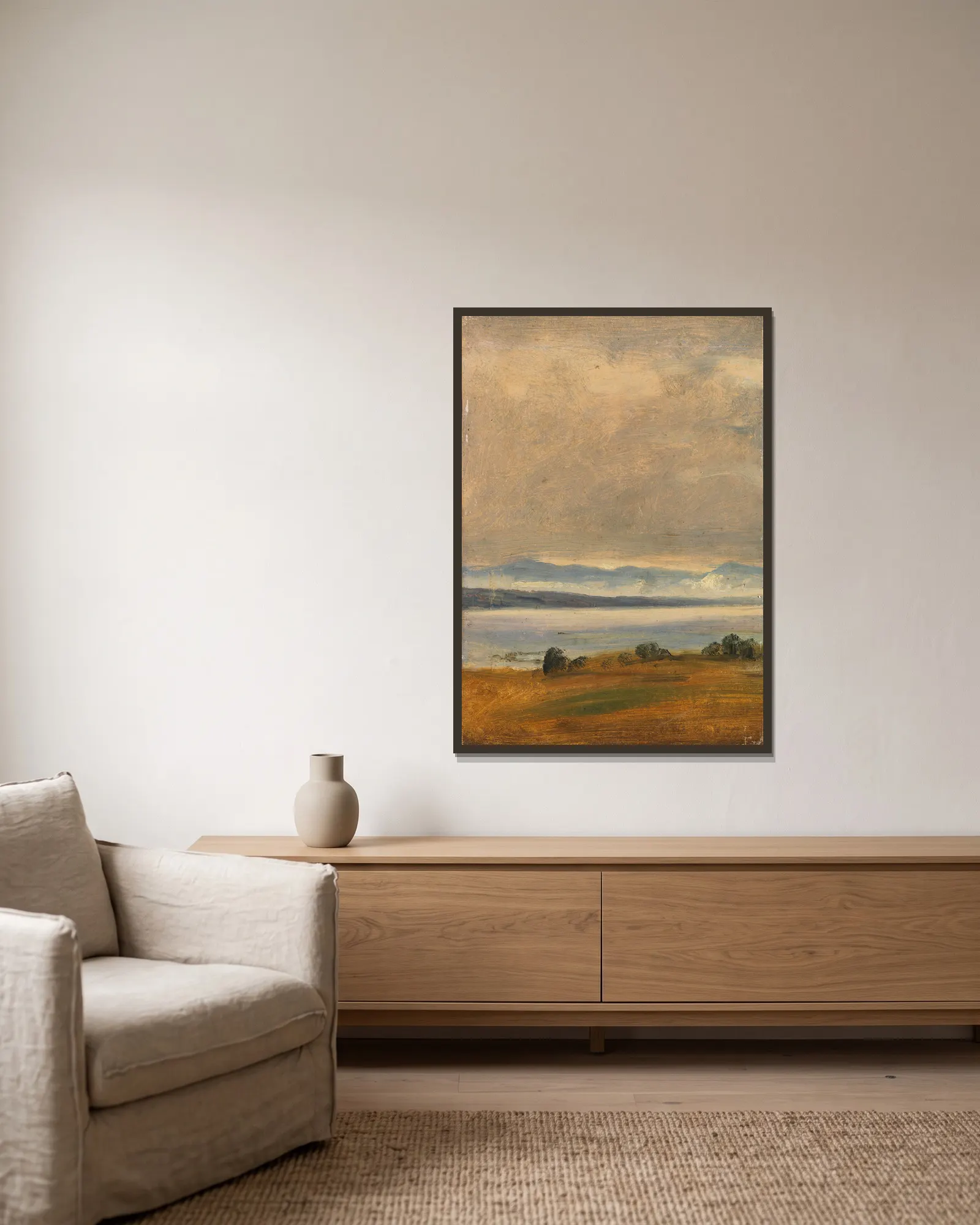 Landscape study av Thomas Fearnley inramad på en vägg