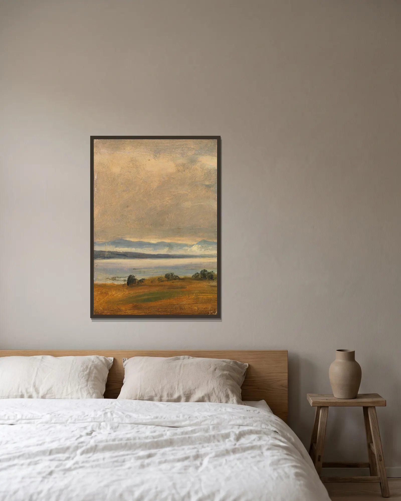 Landscape study av Thomas Fearnley inramad på en vägg