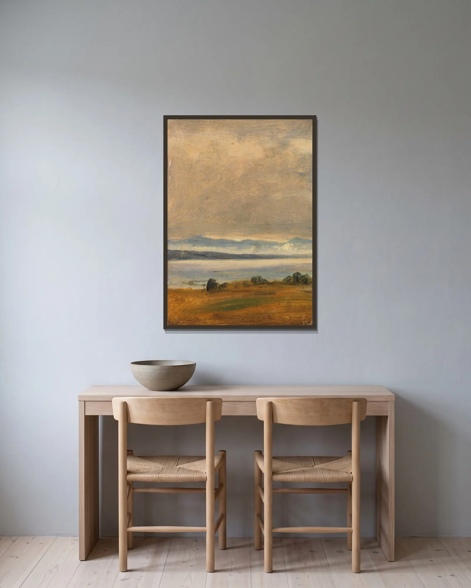 Landscape study av Thomas Fearnley inramad på en vägg