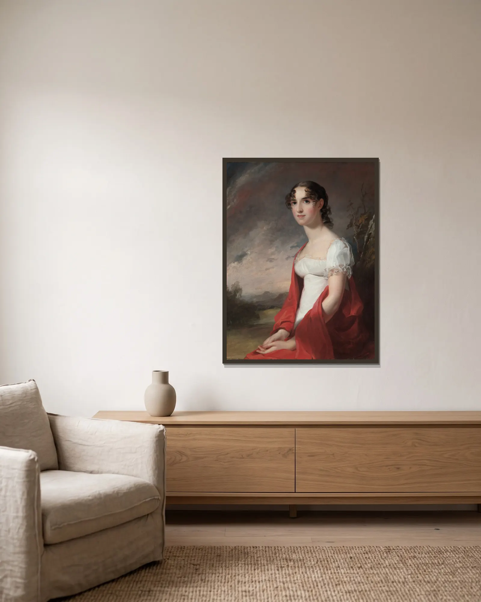 Portrait of Mary Sicard David av Thomas Sully inramad på en vägg