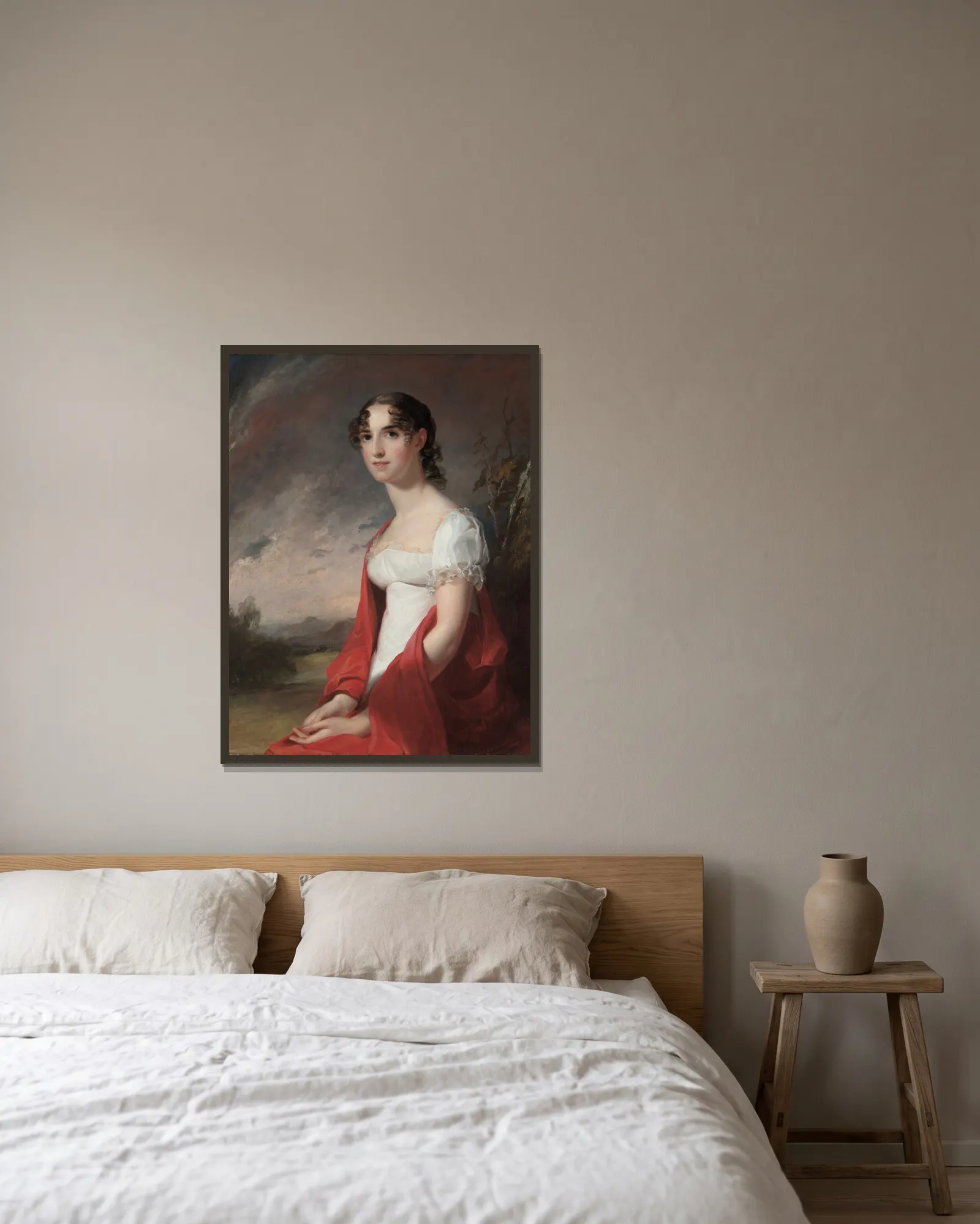 Portrait of Mary Sicard David av Thomas Sully inramad på en vägg