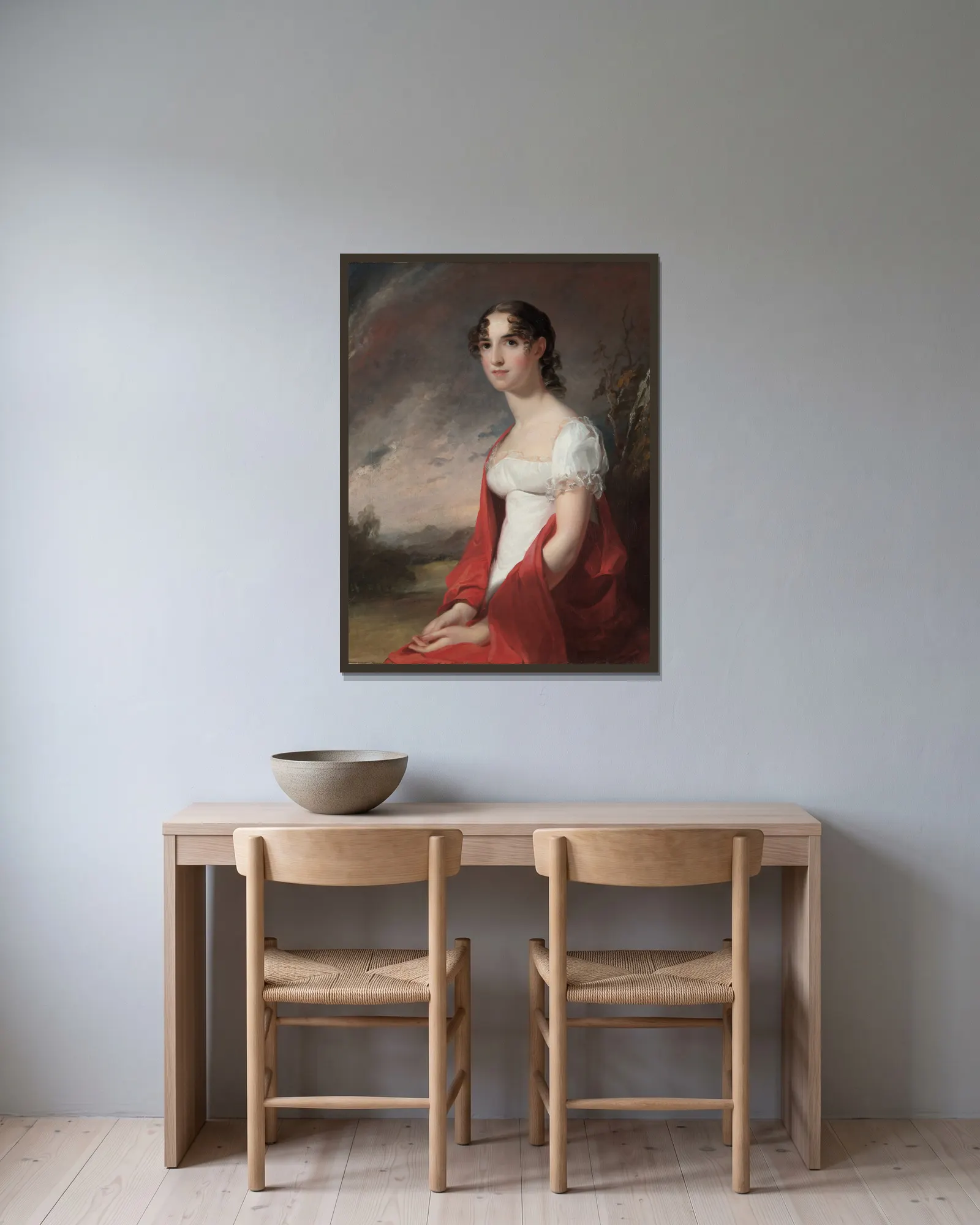 Portrait of Mary Sicard David av Thomas Sully inramad på en vägg