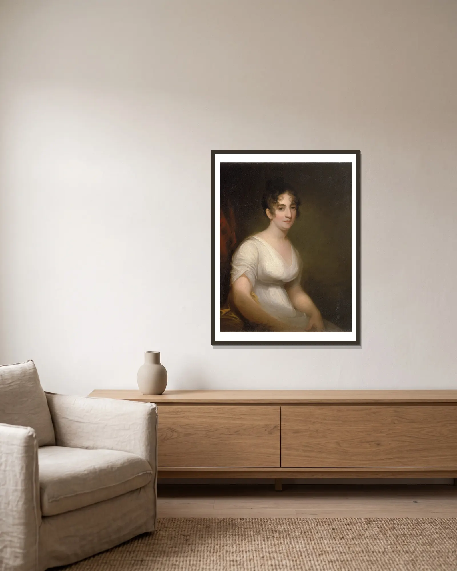 Sally Etting av Thomas Sully inramad på en vägg