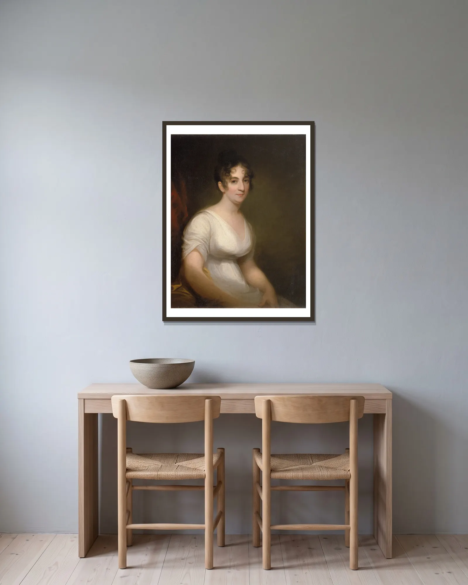 Sally Etting av Thomas Sully inramad på en vägg