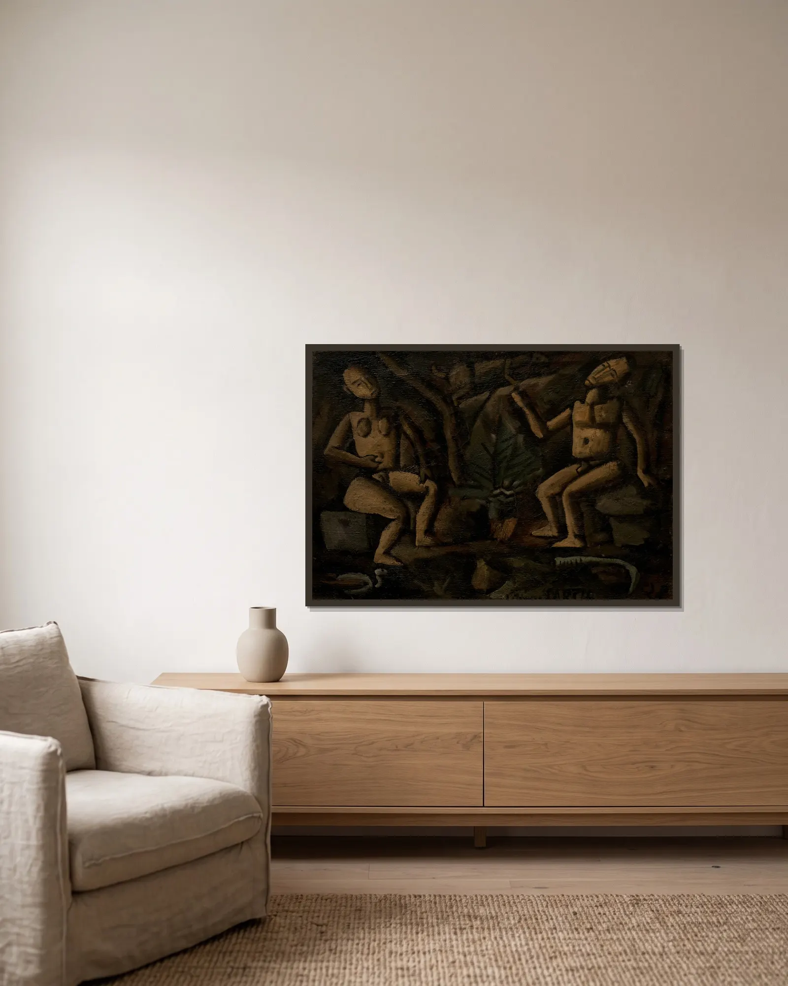 Composición con figuras av Joaquín Torres-García inramad på en vägg