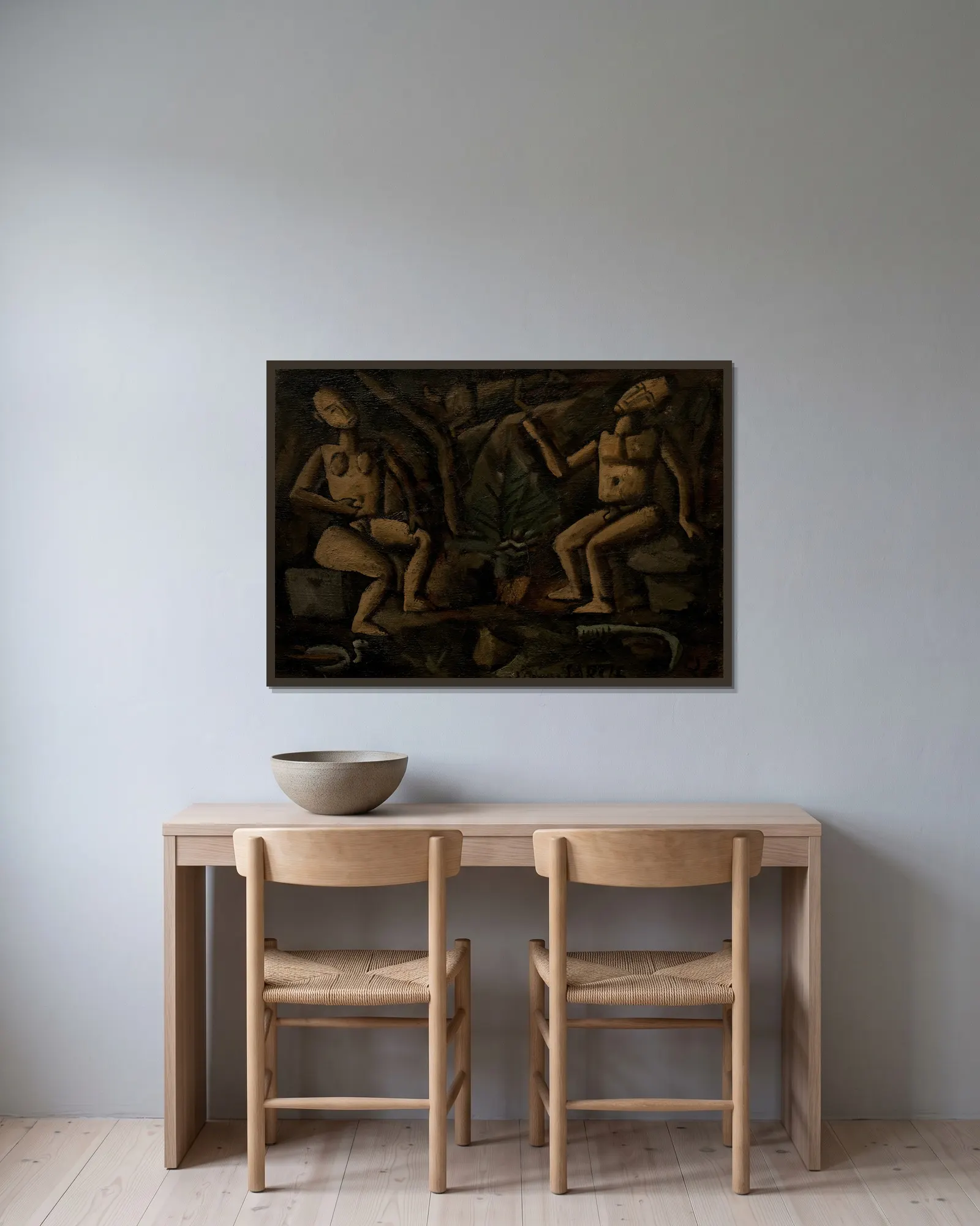 Composición con figuras av Joaquín Torres-García inramad på en vägg
