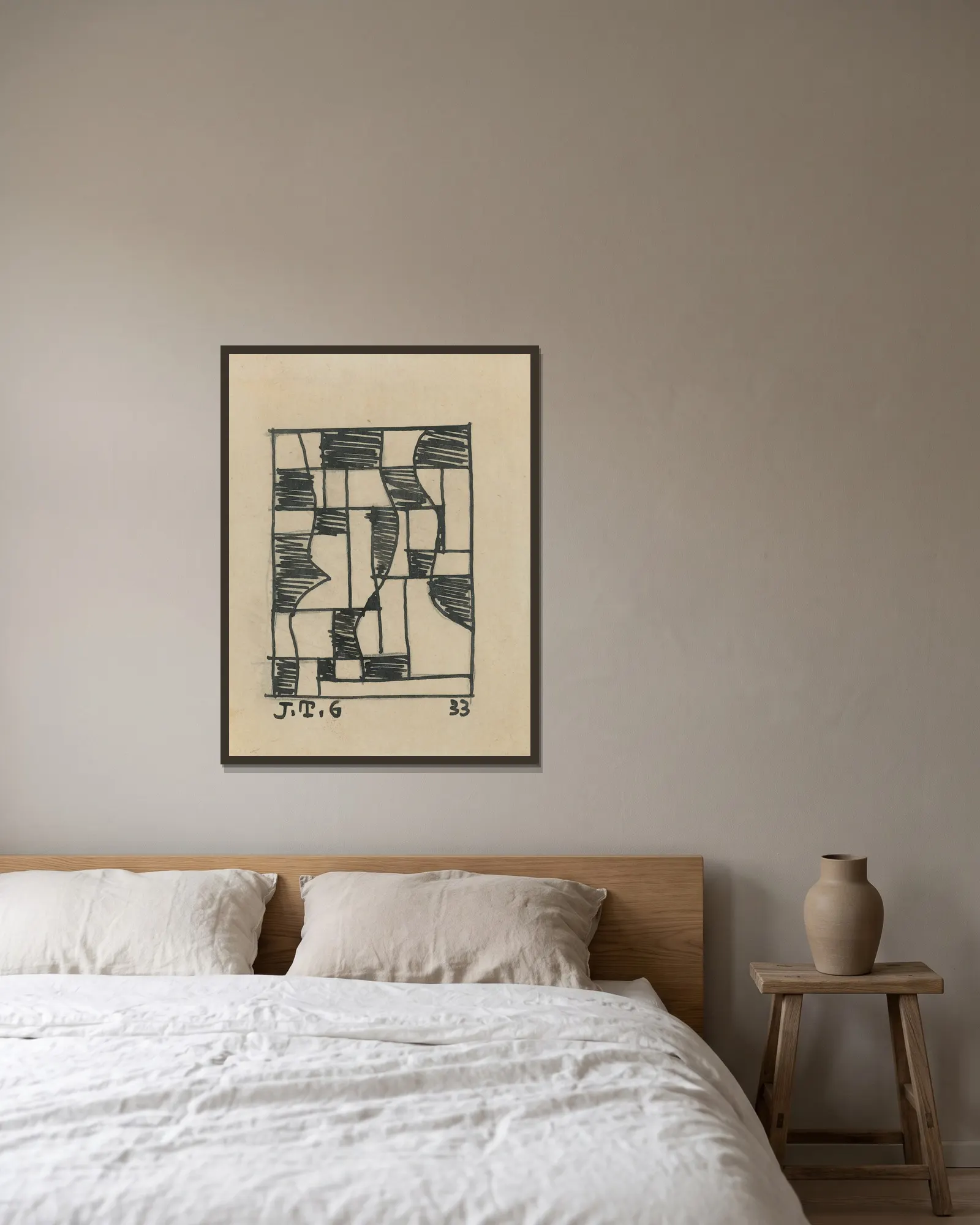 Formas av Joaquín Torres-García inramad på en vägg