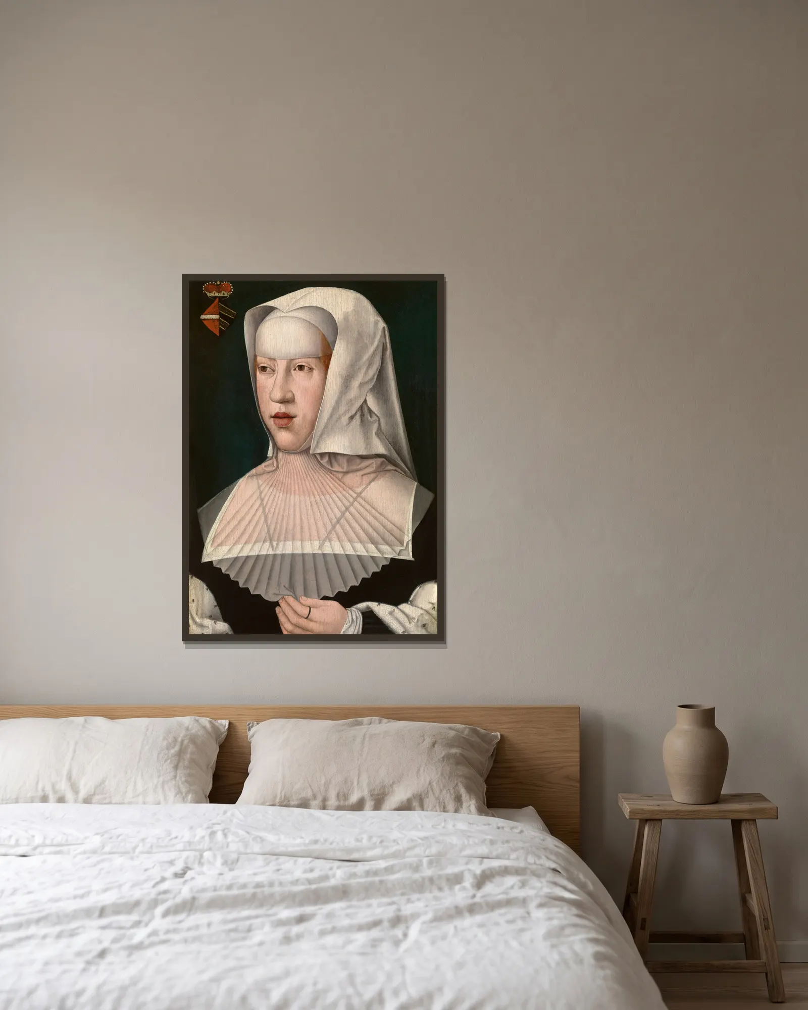 Margareta of Austria av Bernard van Orley inramad på en vägg