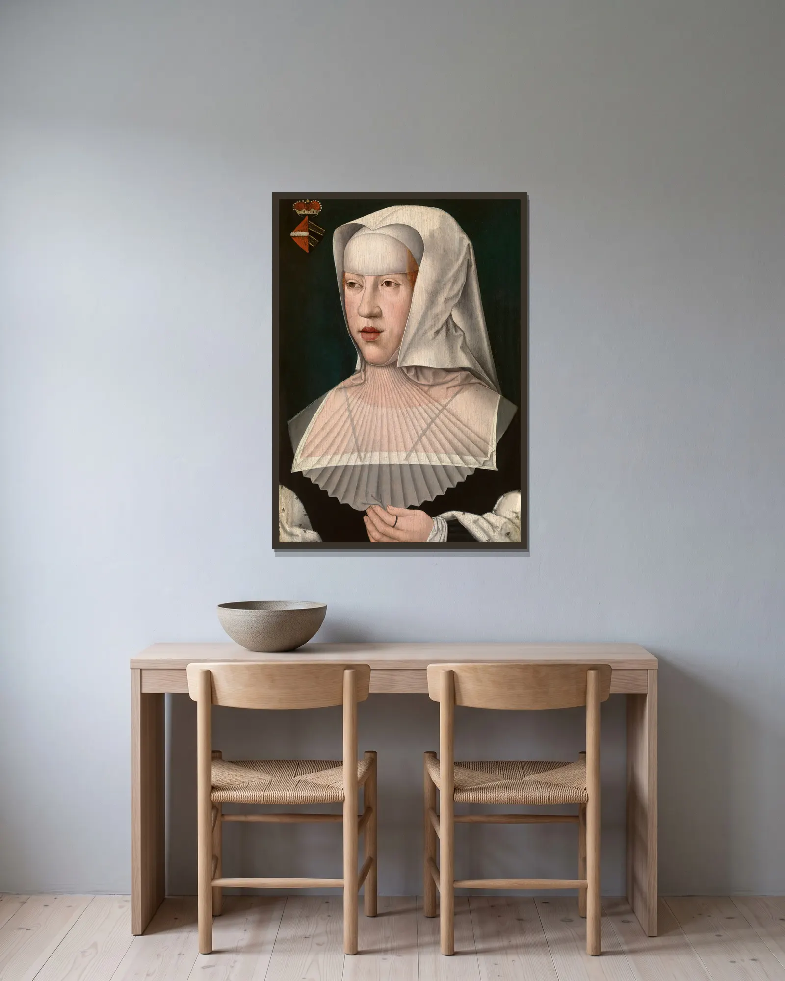 Margareta of Austria av Bernard van Orley inramad på en vägg