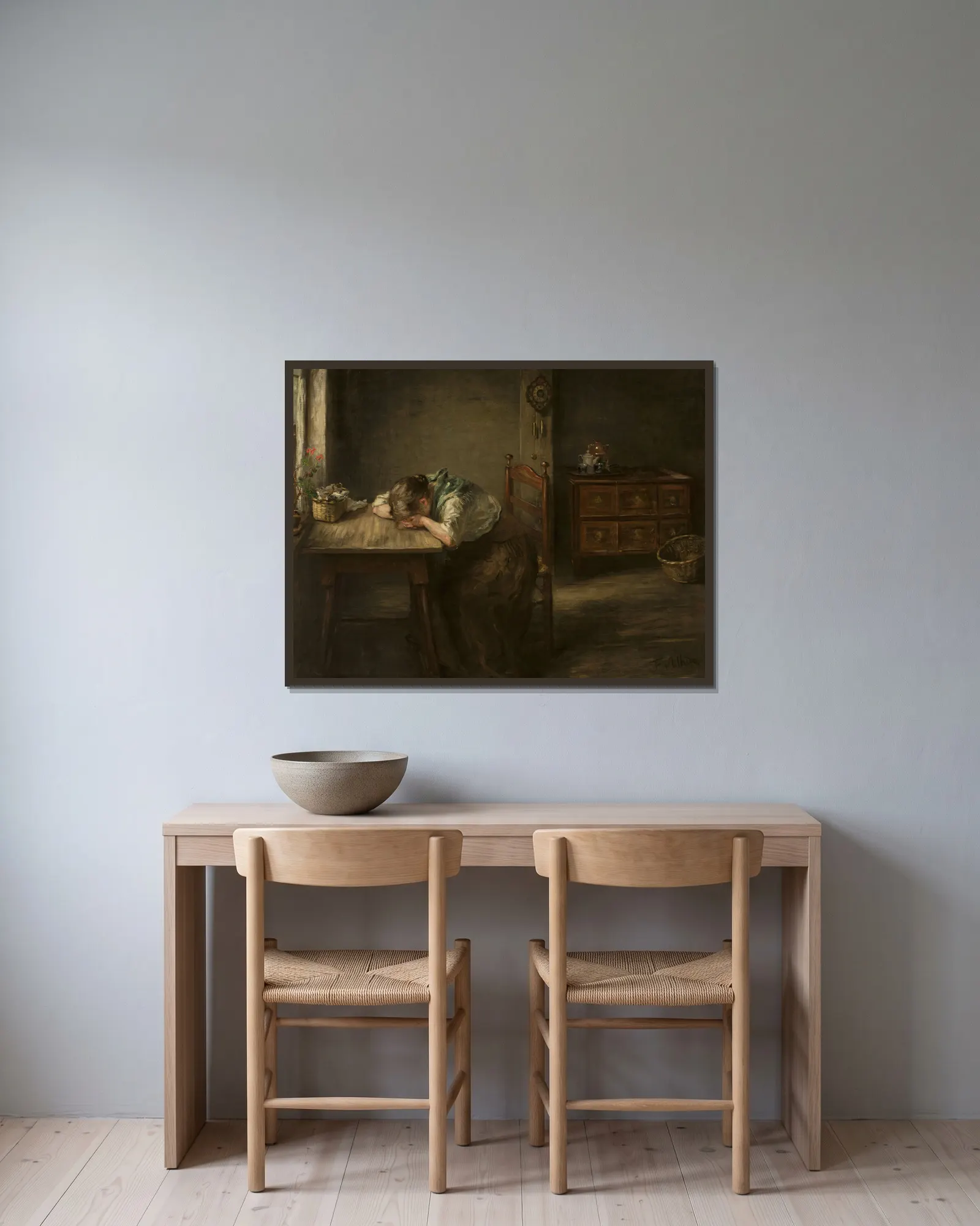 Abandoned av Fritz von Uhde inramad på en vägg