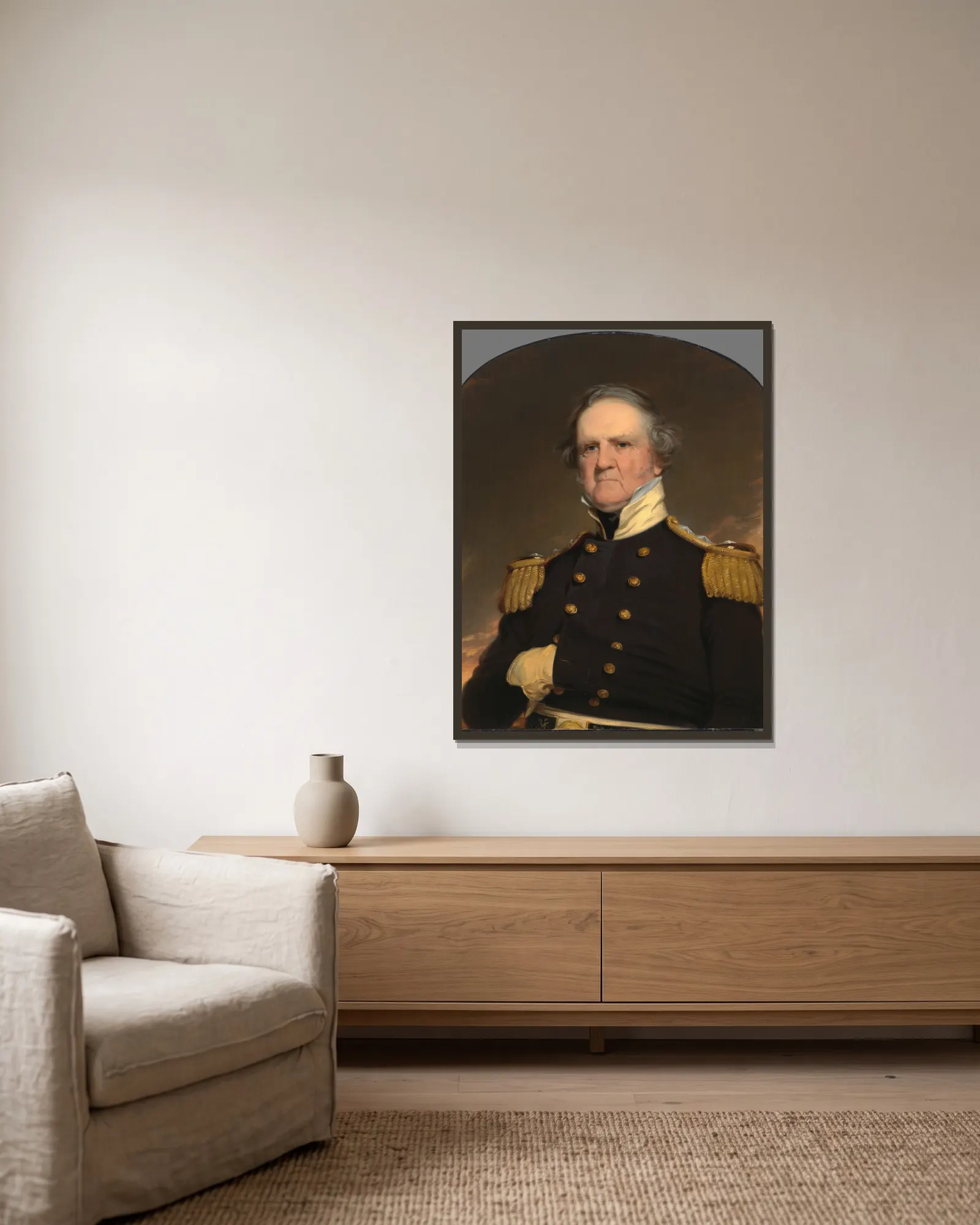 Winfield Scott av Robert Walter Weir inramad på en vägg