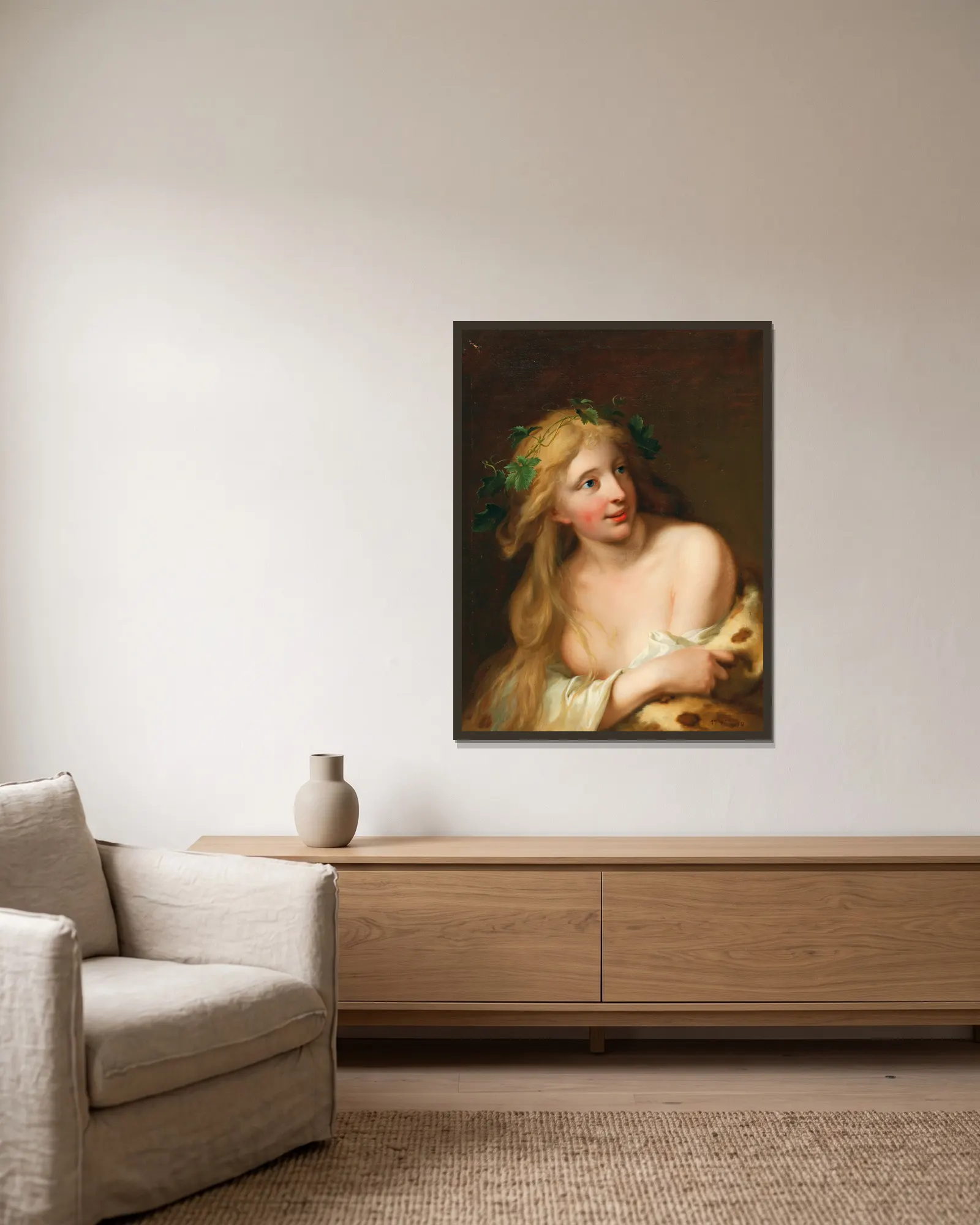 A Bacchante av Johann Heinrich Wilhelm Tischbein inramad på en vägg