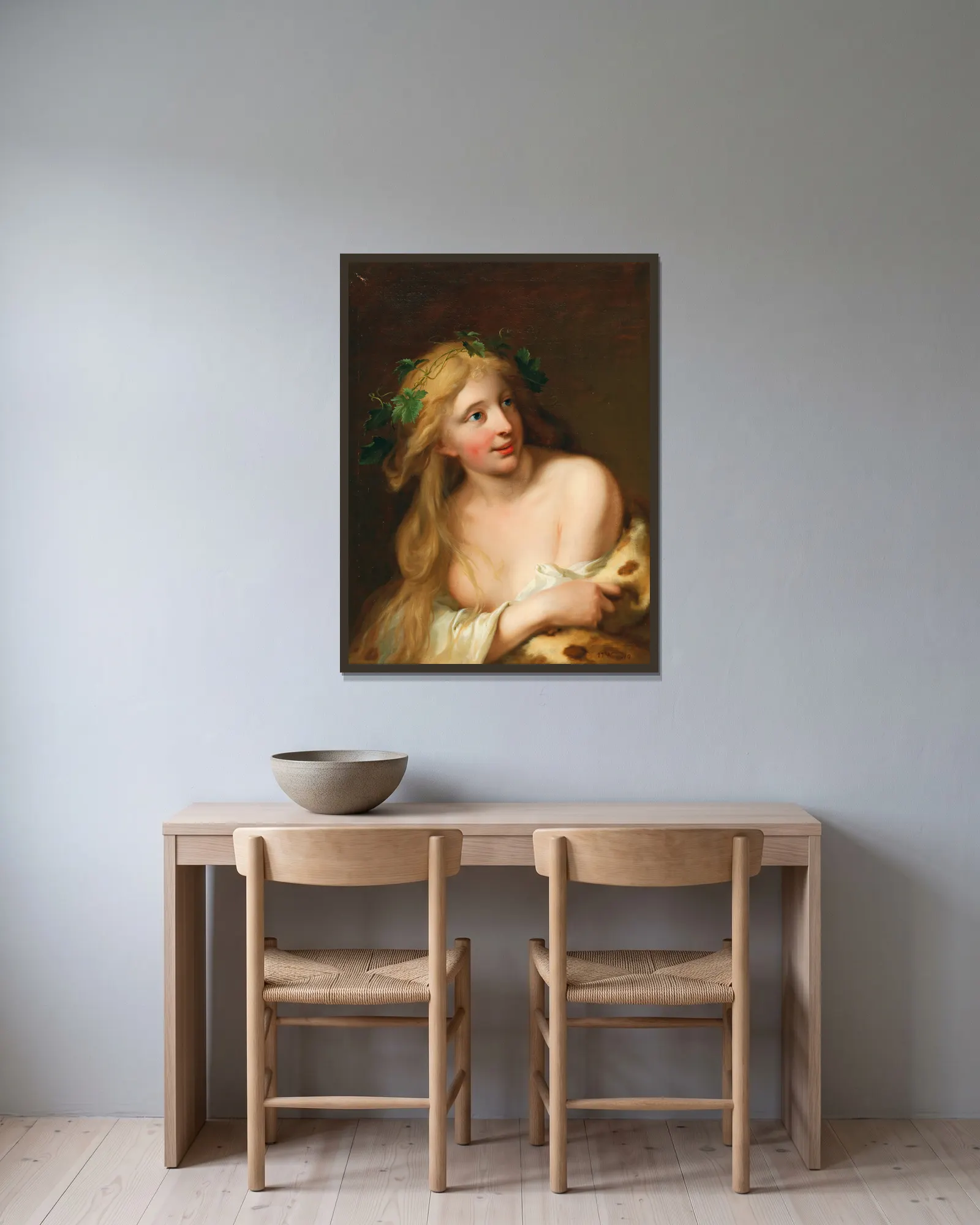 A Bacchante av Johann Heinrich Wilhelm Tischbein inramad på en vägg