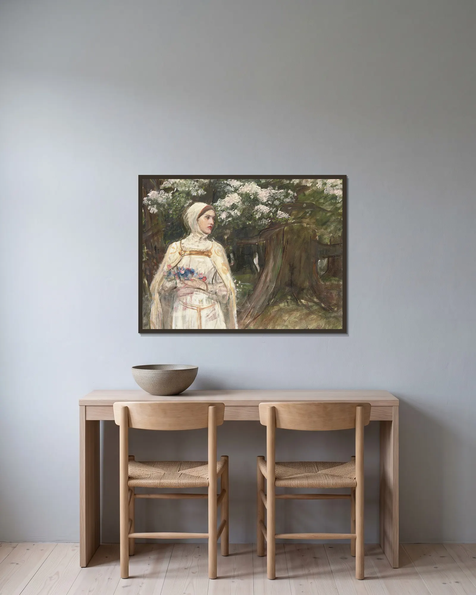 Matilda av John William Waterhouse inramad på en vägg