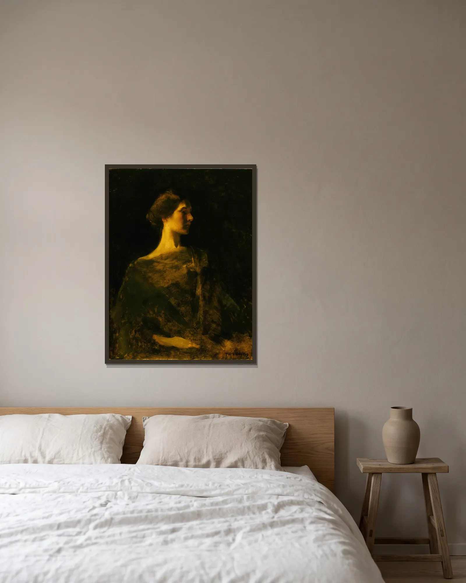 Alma av Thomas Wilmer Dewing inramad på en vägg