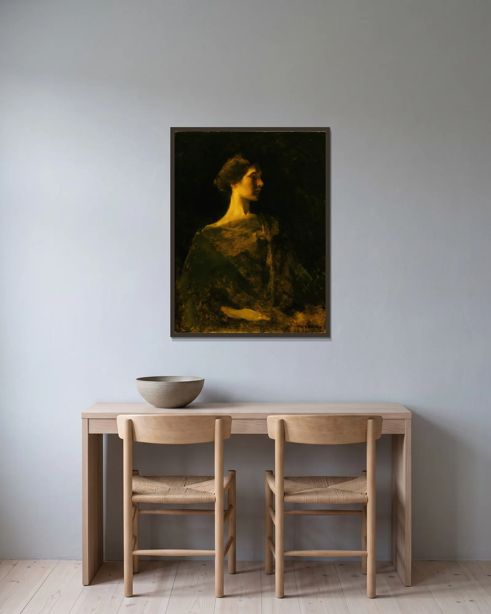 Alma av Thomas Wilmer Dewing inramad på en vägg