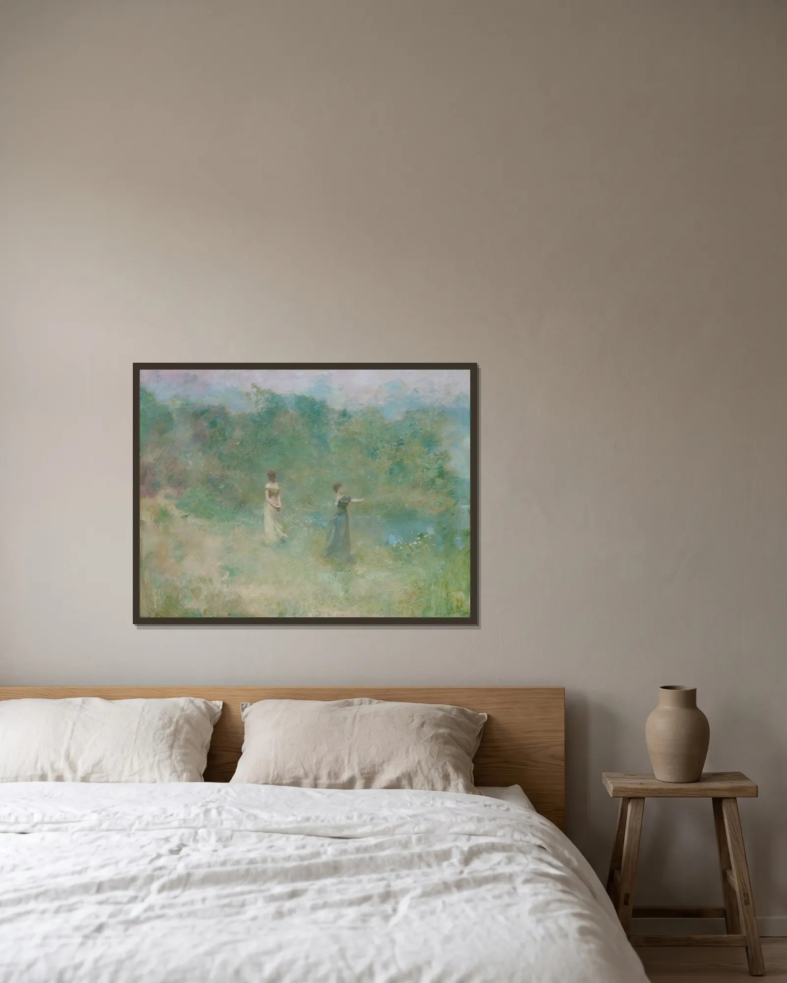 Summer av Thomas Wilmer Dewing inramad på en vägg