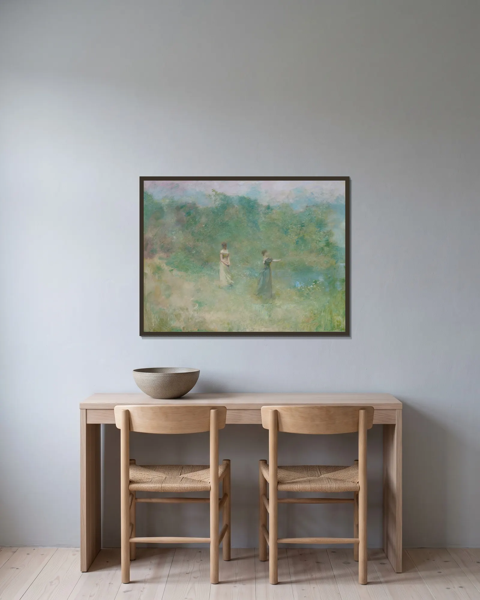 Summer av Thomas Wilmer Dewing inramad på en vägg