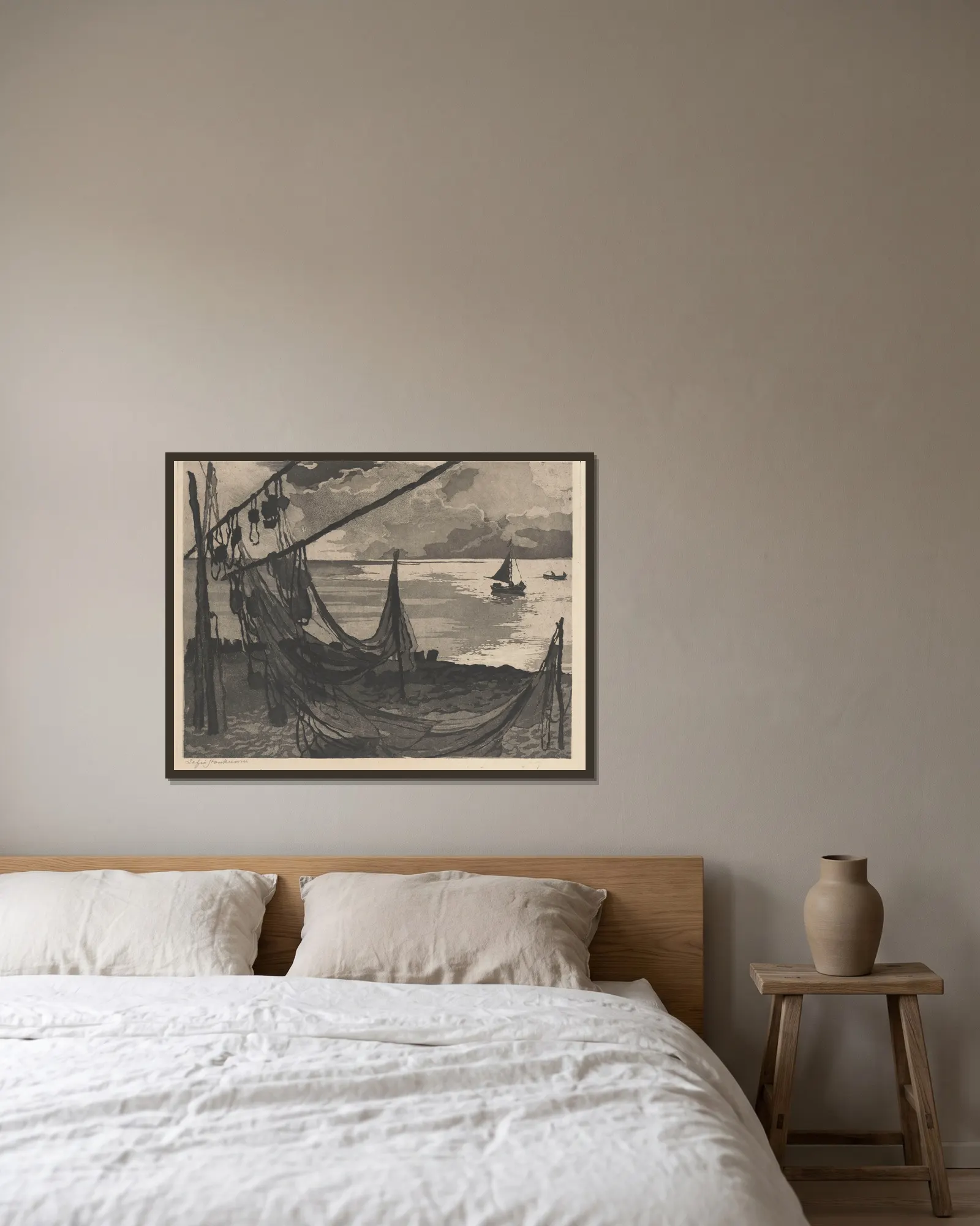 Fishing Nets av Zofia Stankiewicz inramad på en vägg
