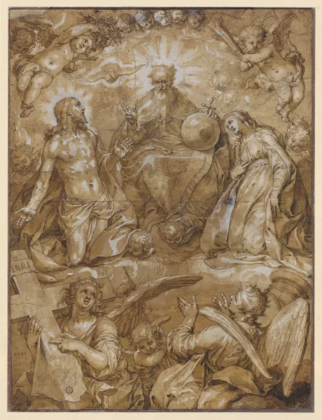 Intercession of Christ and Mary before God the Father av Abraham Bloemaert