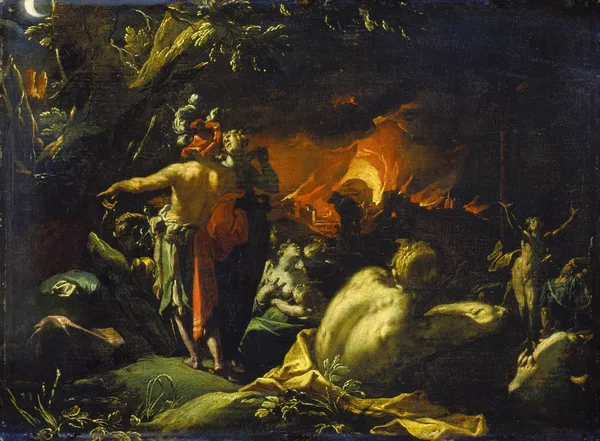 The Burning of Troy av Abraham Bloemaert