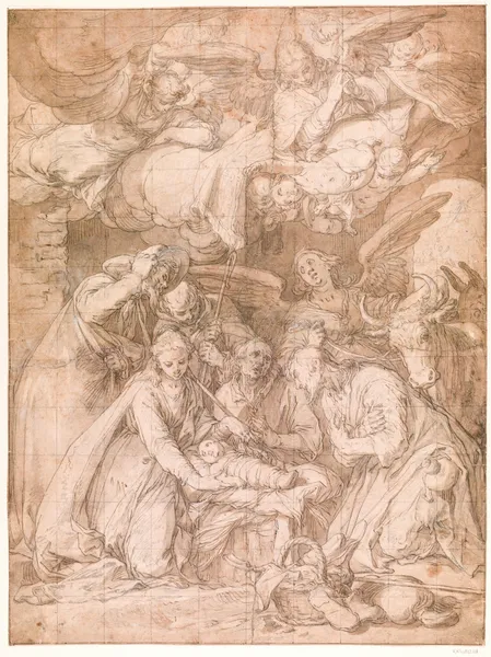 The worship of the shepherds av Abraham Bloemaert