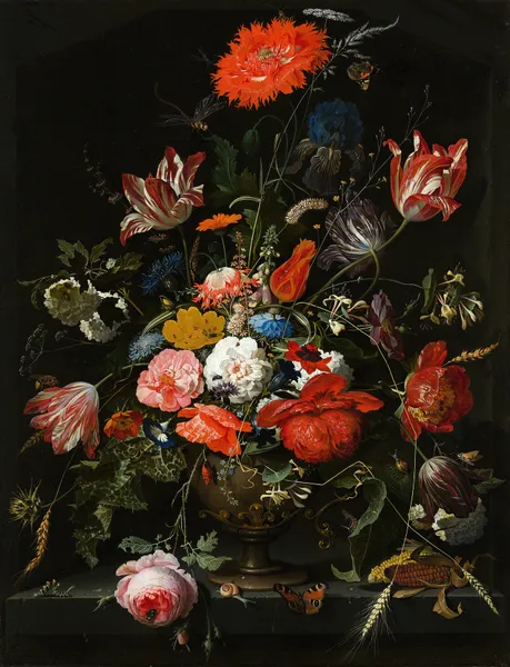 Flowers in a Metal Vase av Abraham Mignon