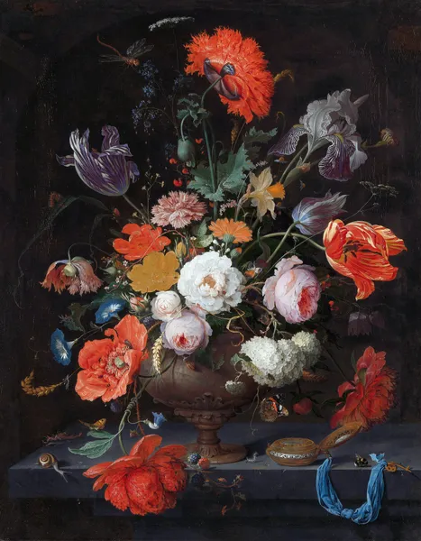 Still Life with Flowers and a Watch av Abraham Mignon