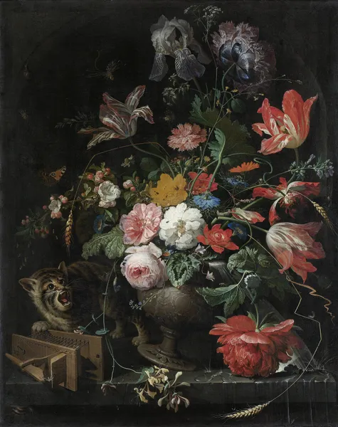 The Overturned Bouquet av Abraham Mignon