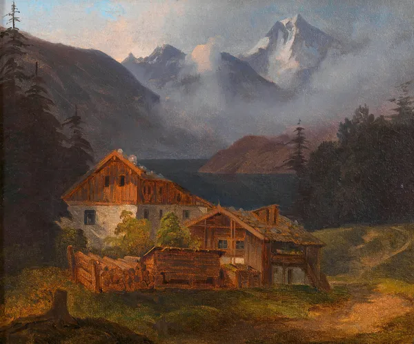 Bauerngehöft an einem Bergsee av Adalbert Stifter