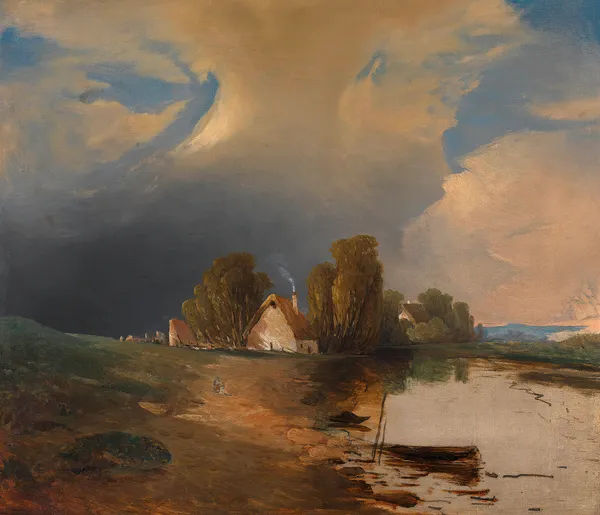 Partie aus den westungarischen Donauauen mit aufsteigendem Gewitter av Adalbert Stifter