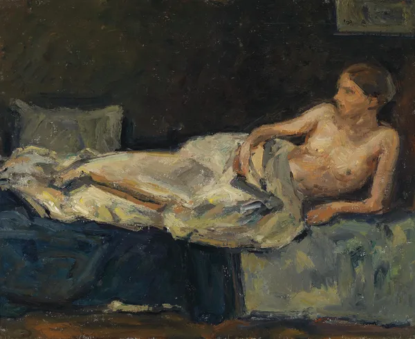 Liegender Halbakt (c1908) av Adolf Hölzel